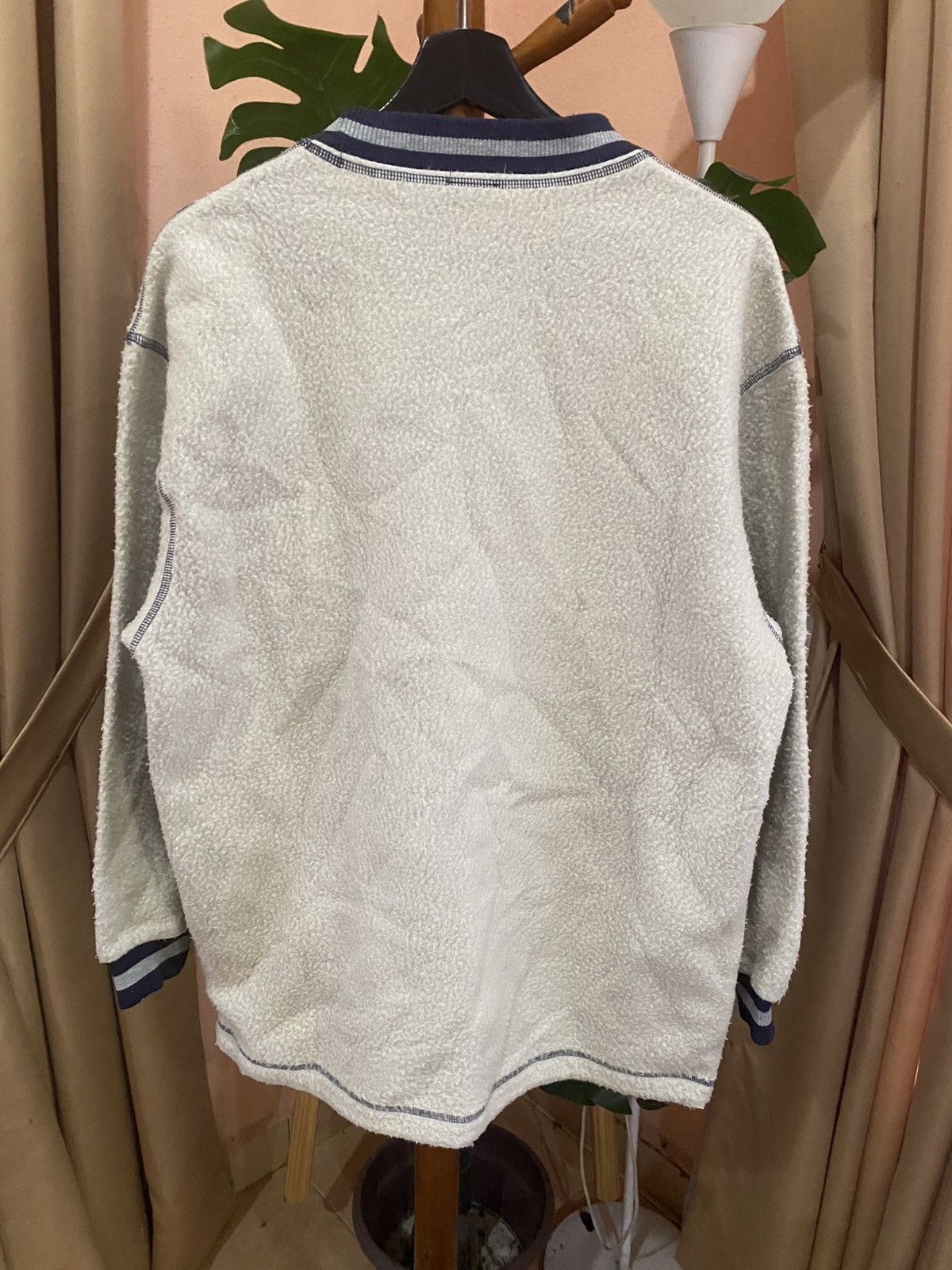 Adidas × Descente Vintage Adidas x Descente Fleece Pullover White Navy Size US M / EU 48-50 / 2 - 5 Thumbnail
