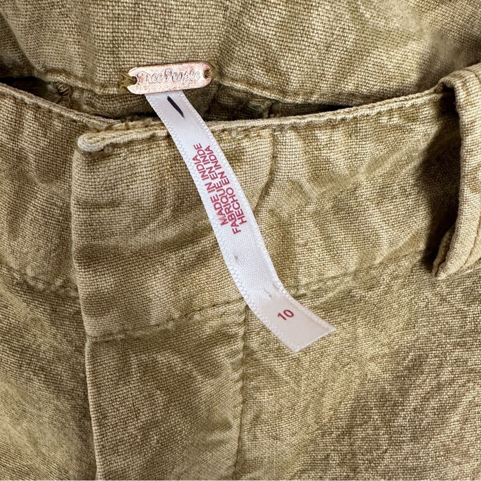 Free People NEW Free People Tan Linen Blend Vintage Wash Shorts Size 10 Size 32" / US 10 / IT 46 - 4 Thumbnail