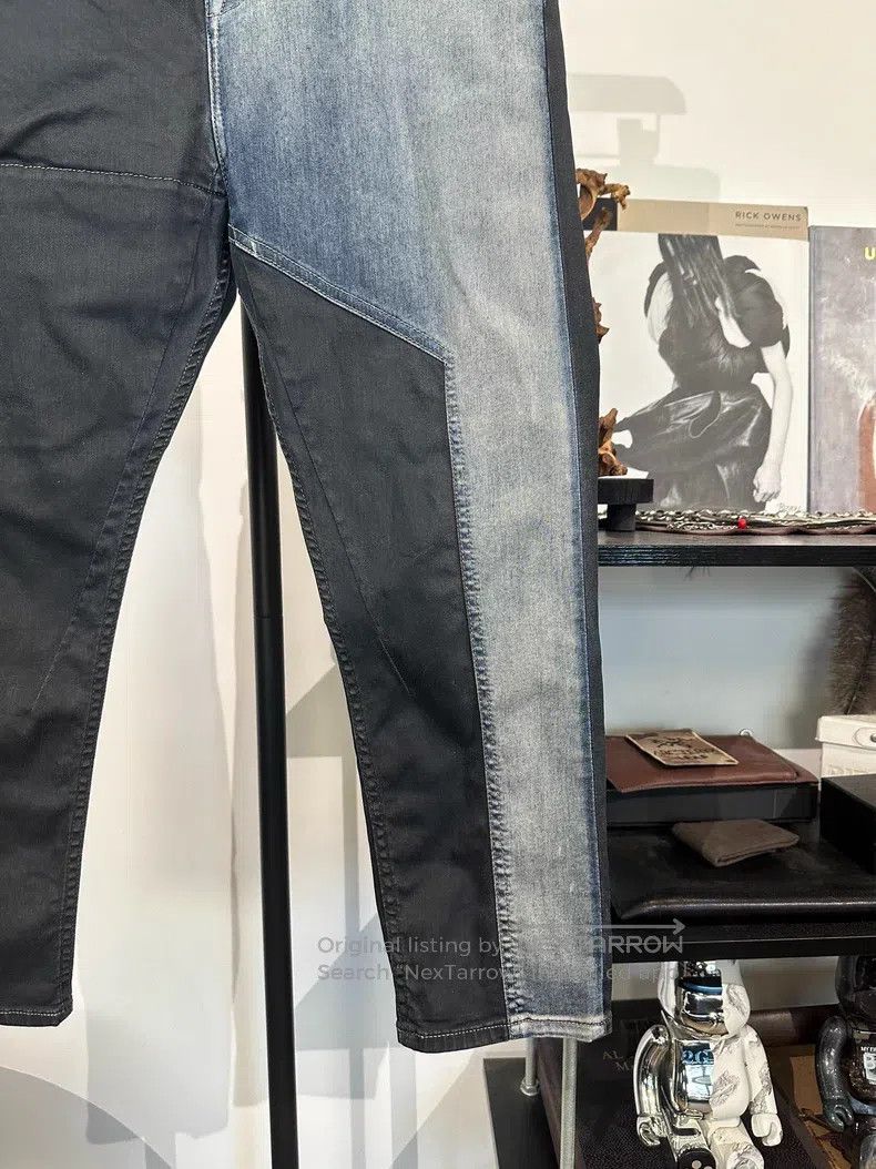 Rick Owens Rick Owens Wax-coated denim cropped pants with panels Size US 33 - 5 Thumbnail