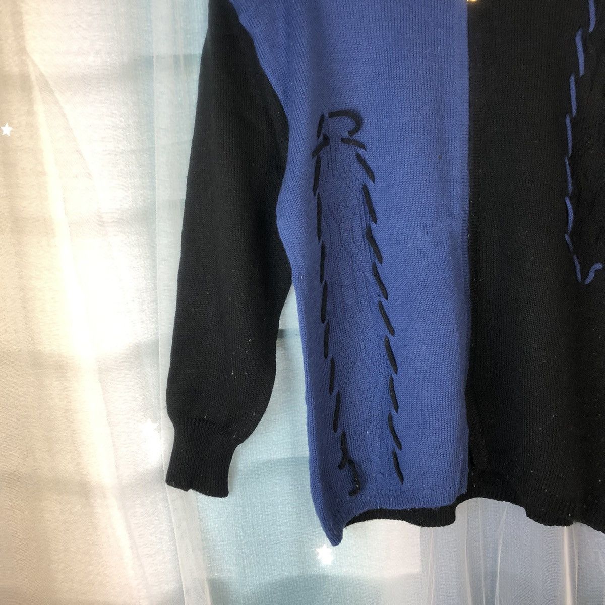 Homespun Knitwear Run Pariele Black Blue Patterned Cardigans #7412 Size M / US 6-8 / IT 42-44 - 4 Thumbnail