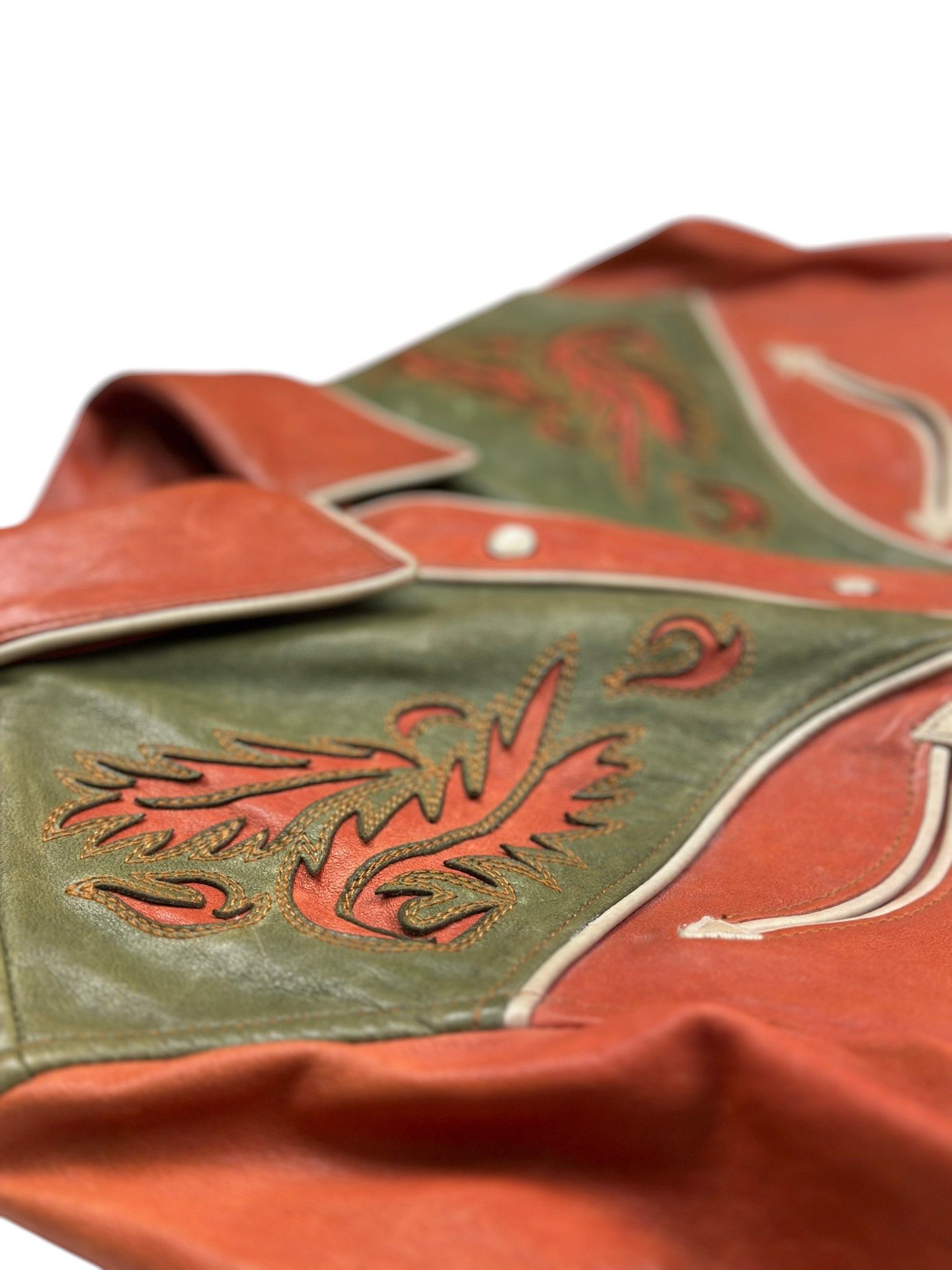 Ralph Lauren Orange And Green Cowboy Jacket Size XS / US 0-2 / IT 36-38 - 3 Thumbnail