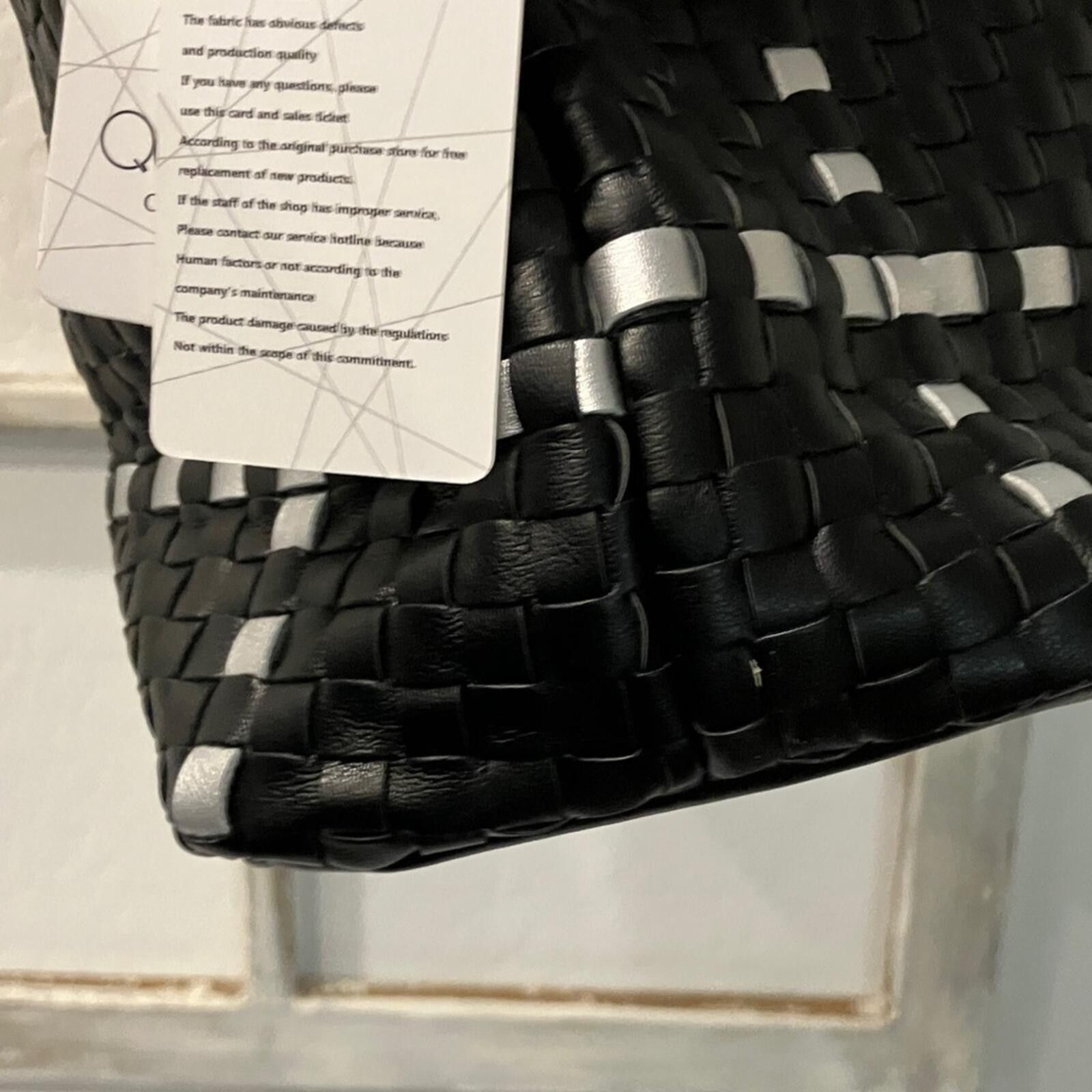 Other NWT Black Woven Tote with White Check Pattern Size ONE SIZE - 10 Thumbnail