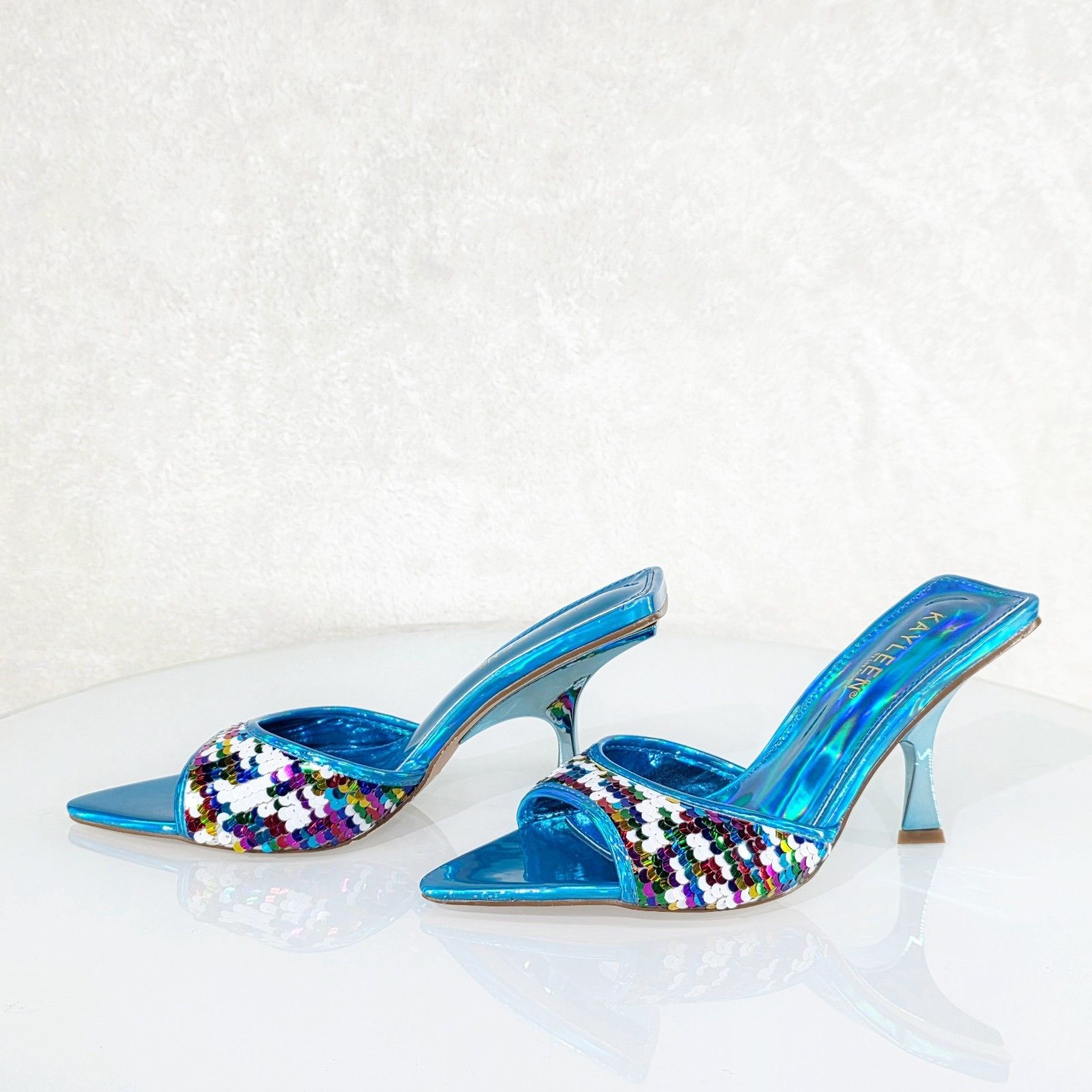 Other Festive Blue Sequin Slip On 2.5" Heel Casual Evening Party S Size US 6.5 / IT 36.5 - 1 Thumbnail