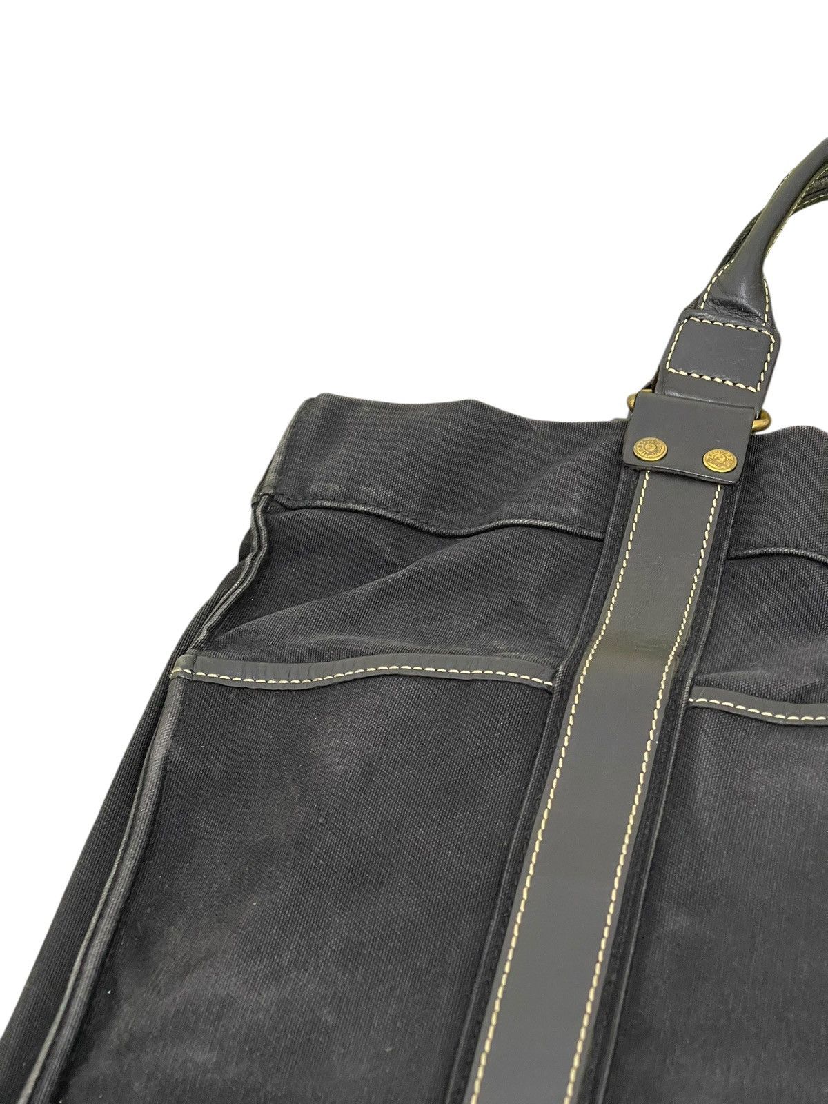 Genuine Leather Leather Cotton Duck Kinoshohampu Japan Faded Tote Bag 1🟩6 Size ONE SIZE - 18 Thumbnail