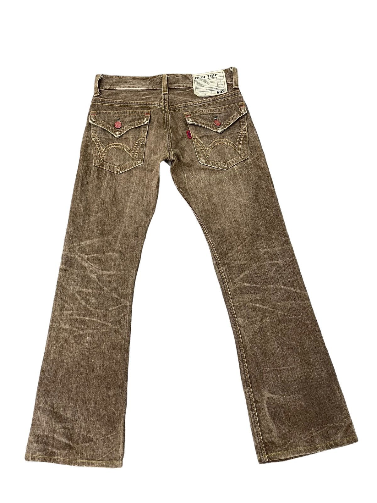 Edwin Flare Jeans Edwin Japan Faded Distress Boot Cut 7🟦7 Size US 31 - 12 Thumbnail