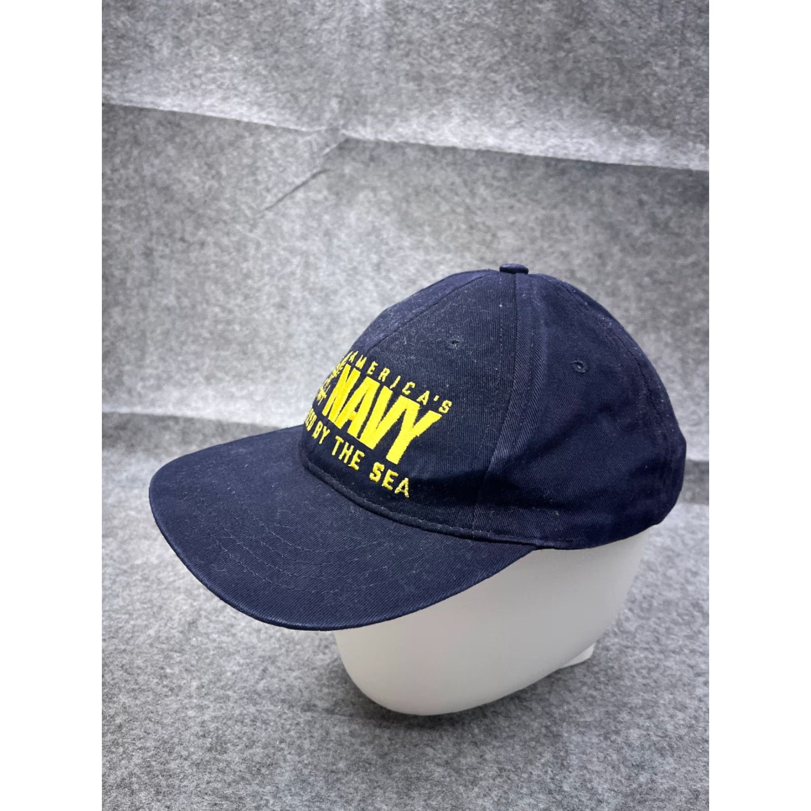 Vintage America's Navy Hat Cap Made USA One Size Adult Blue Yellow Cotton Strap Back Size ONE SIZE - 4 Thumbnail