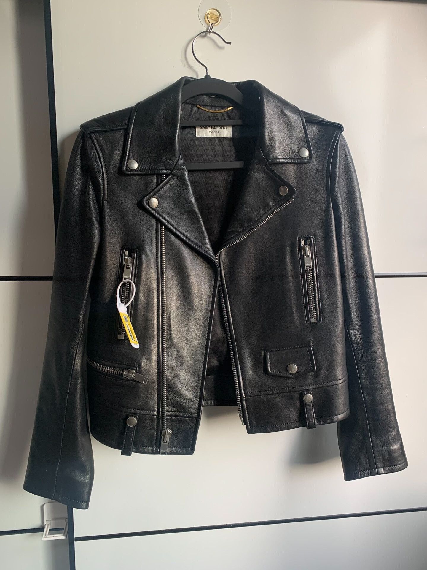 Yves Saint Laurent YSL Biker Black Short Leather Jacket Size XS / US 0-2 / IT 36-38 - 1 Thumbnail