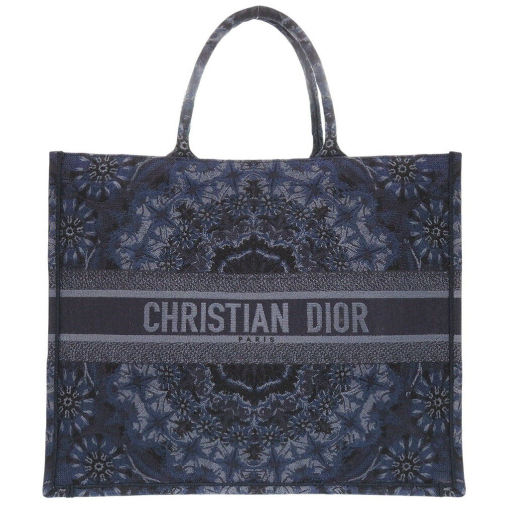 Christian Dior Book Tote Large Canvas Navy Bag 0708Christian in Blue, Women's
