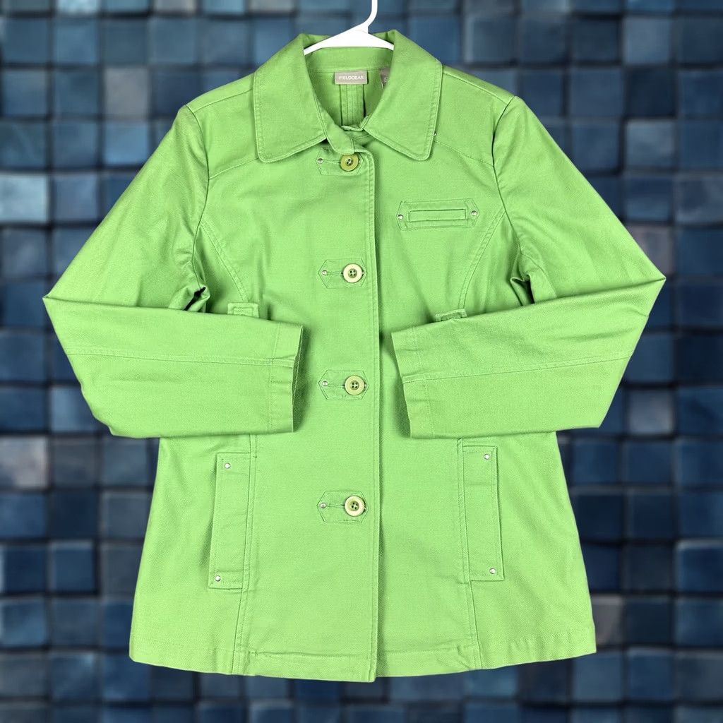 Apple VINTAGE Field Gear Chore Jacket Womens Small Apple Green Twill Button Front Outdoor GUC Size S / US 4 / IT 40 - 1 Thumbnail