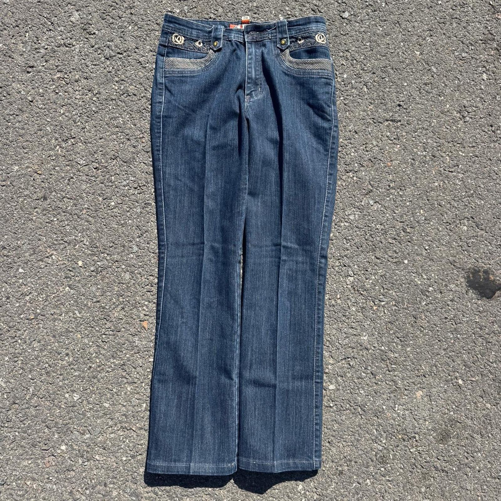 Other Y2K Bell Bottom Jeans Asian Design & Rhinestones – Size 28 Size 28" / US 6 / IT 42 - 4 Thumbnail