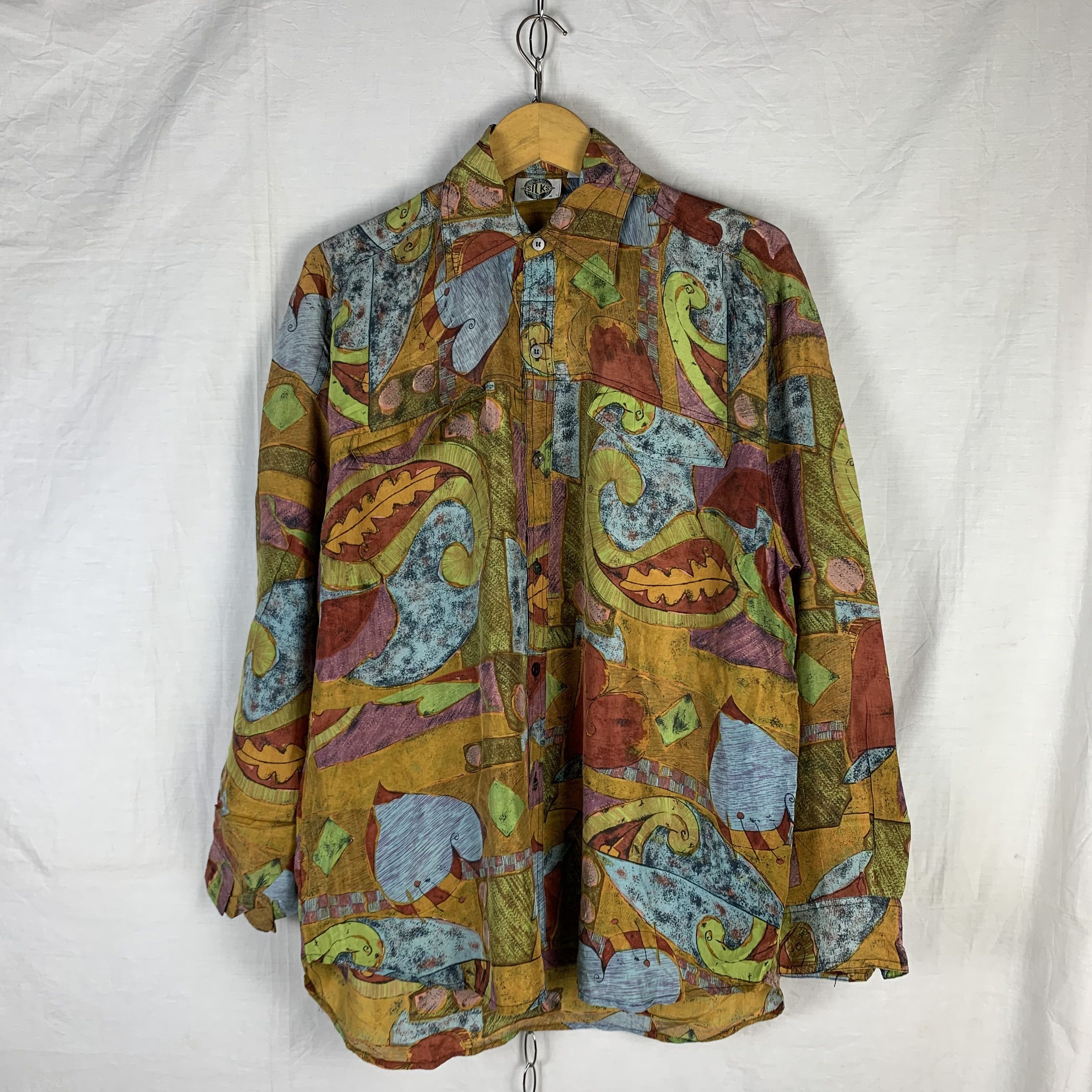 Japanese Brand Vintage Silks Shirt Over Print Size US L / EU 52-54 / 3 - 1 Thumbnail