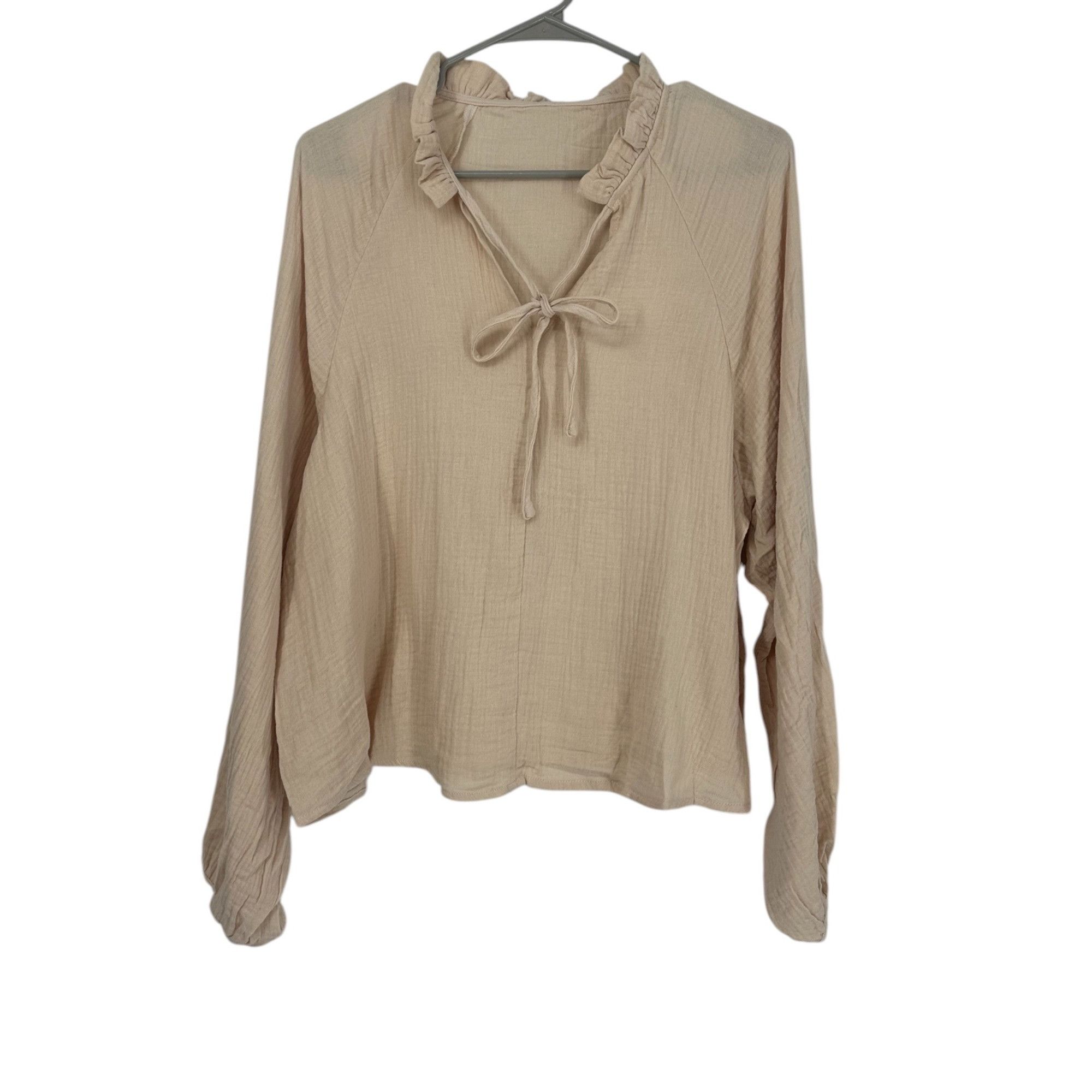 Other Cupshe Top - Beige Cotton Gauze Ruffle Boho - NWT - Large Size L / US 10 / IT 46 - 2 Thumbnail