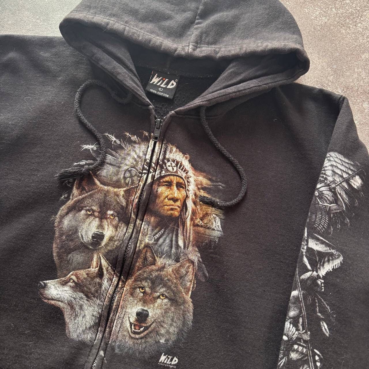 Japanese Brand × Vintage WILD Vintage Wolf Printed Zip Hoodie Size US M / EU 48-50 / 2 - 6 Thumbnail