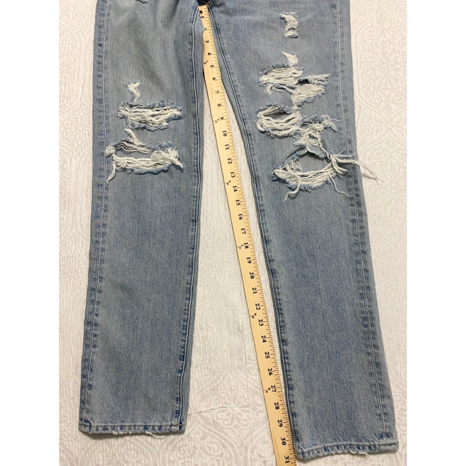 Abercrombie & Fitch Abercrombie & Fitch Langdon Slim Distressed Jeans 30x32 Men Blue Light Denim 5-Pocket Stretch Slim Straight Size US 30 / EU 46 - 7 Thumbnail
