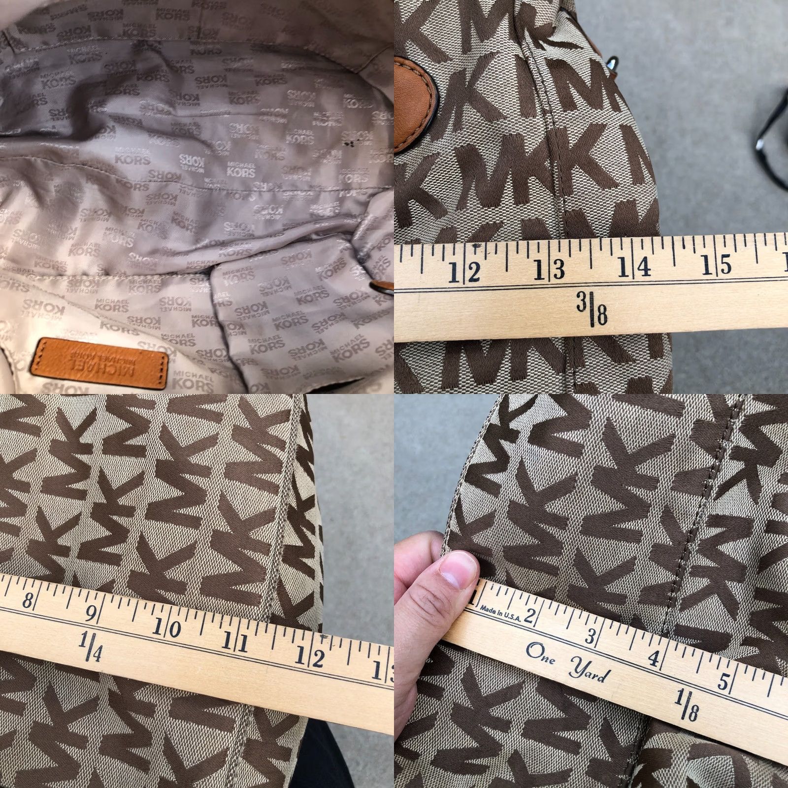 Michael Kors Michael Kors Bedford Crossbody Bag Canvas Leather Purse Brown Zipper Dome Monogram Women Large Size ONE SIZE - 11 Thumbnail