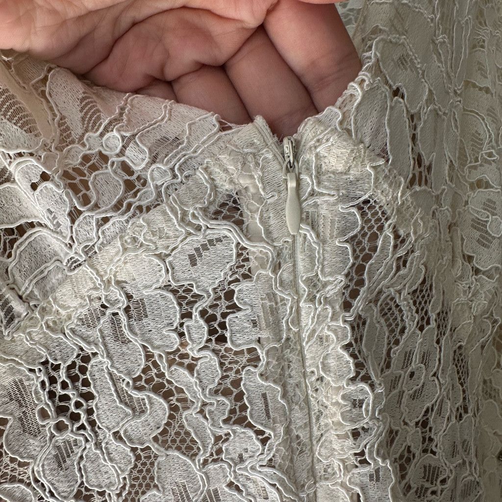 Zara White Lace Midi Dress Romantic & Feminine Size S / US 4 / IT 40 - 7 Thumbnail