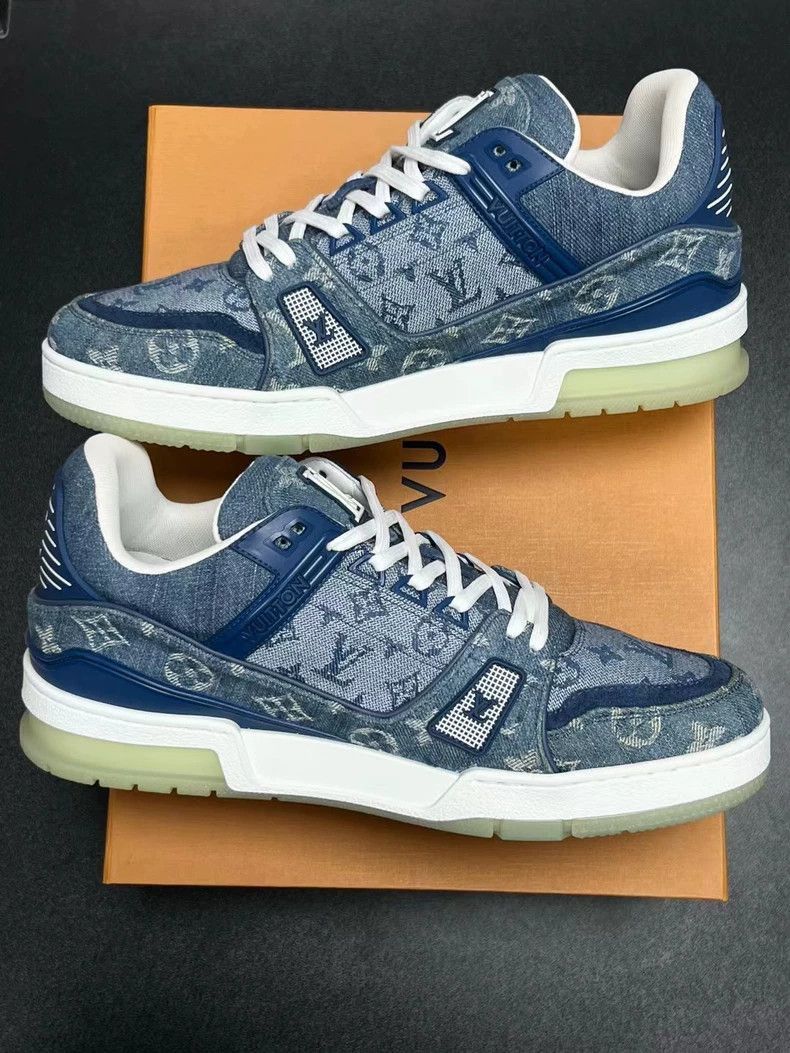 Louis Vuitton LV Trainer Blue Denim Sneakers-2508 Size US 7.5 / EU 40-41 - 3 Thumbnail