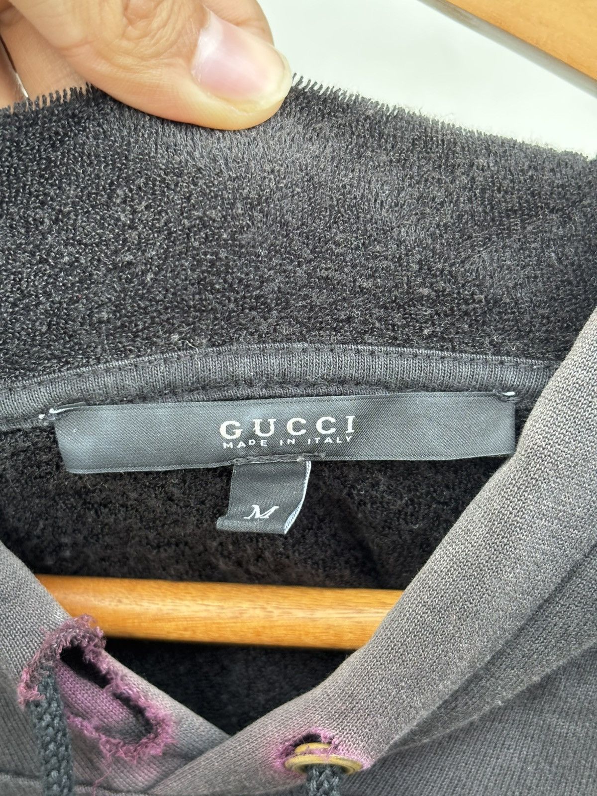 Gucci Thrashed Sunfaded Black Hoodie Size US M / EU 48-50 / 2 - 4 Thumbnail