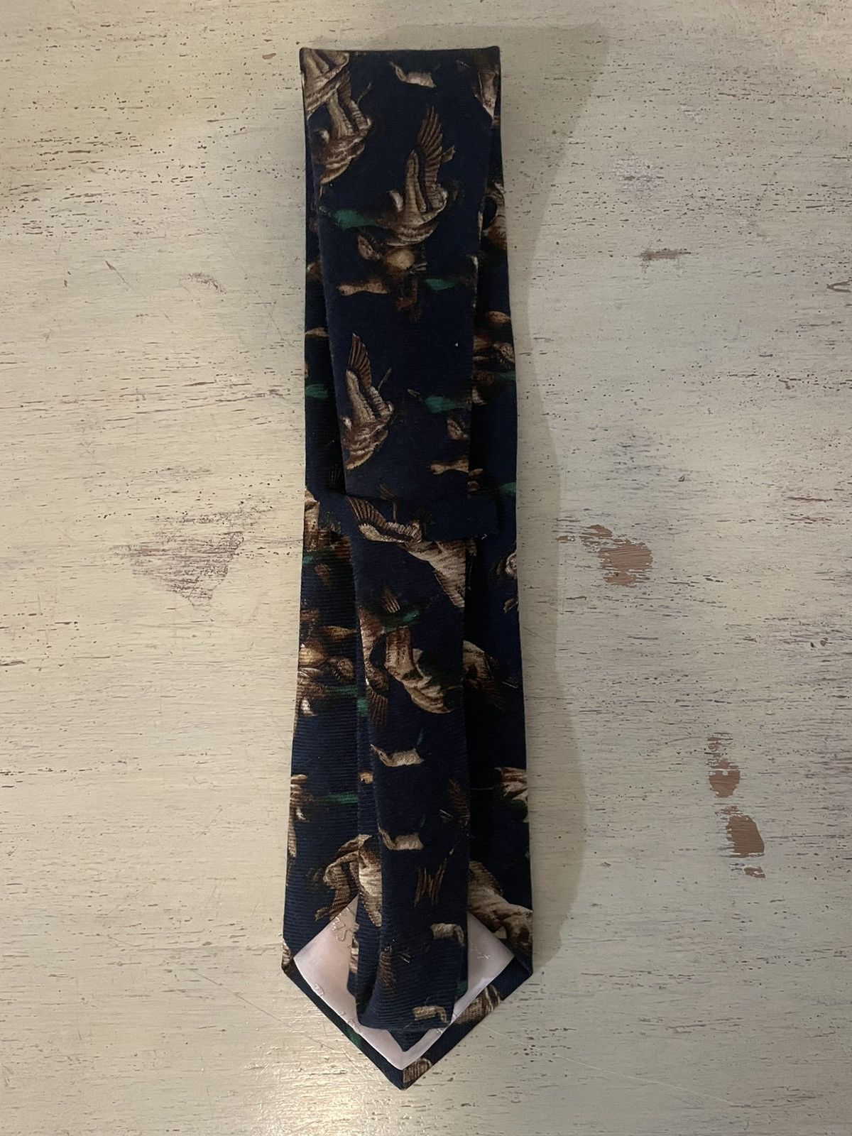 Paul Stuart × Vintage Rare Flying Mallard Print Wool Tie Size ONE SIZE - 6 Thumbnail