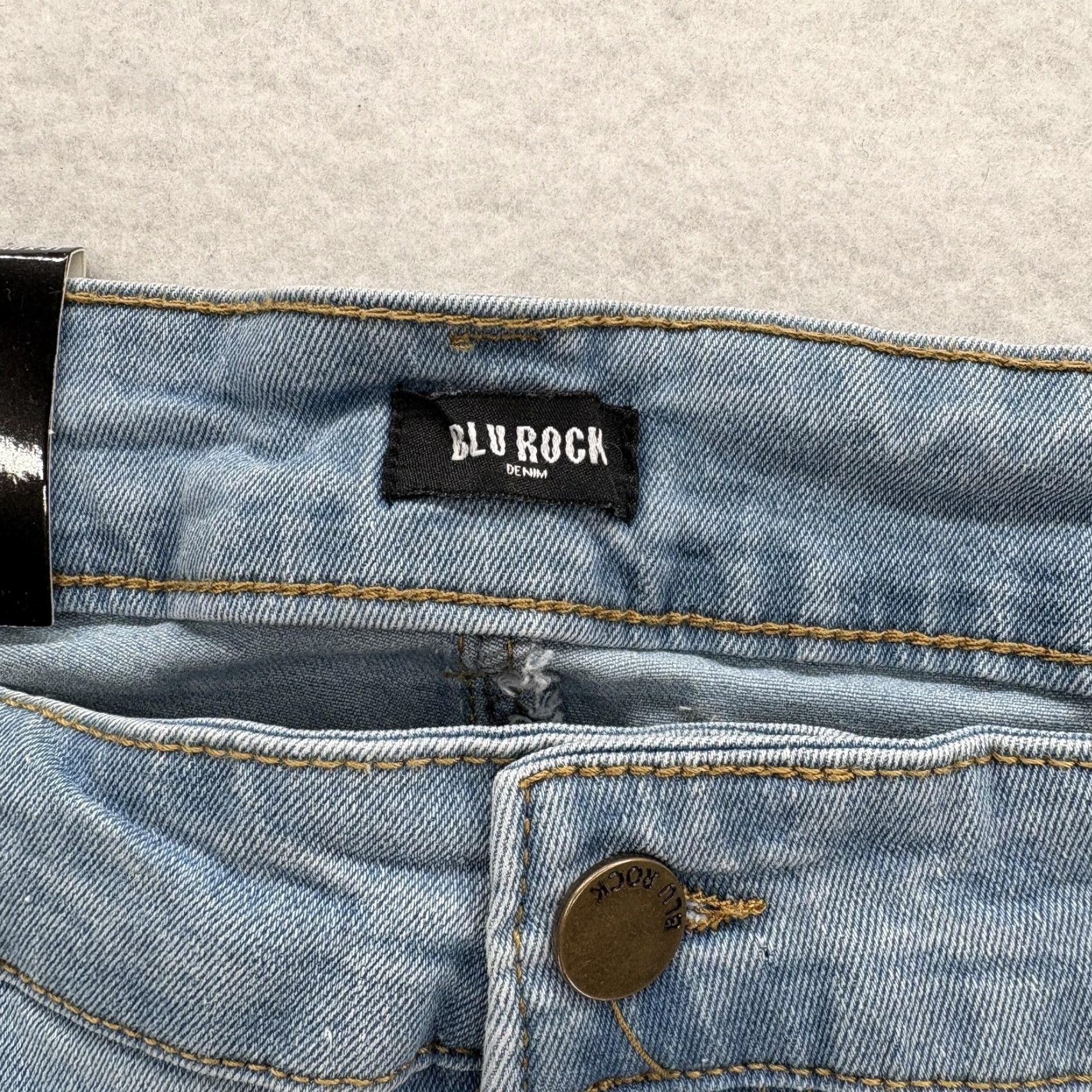 Denime Blu Rock Jeans Mens 40x31 Denim Slim Straight Stretch Blue Light Wash Pant Jeans Size US 40 / EU 56 - 5 Thumbnail