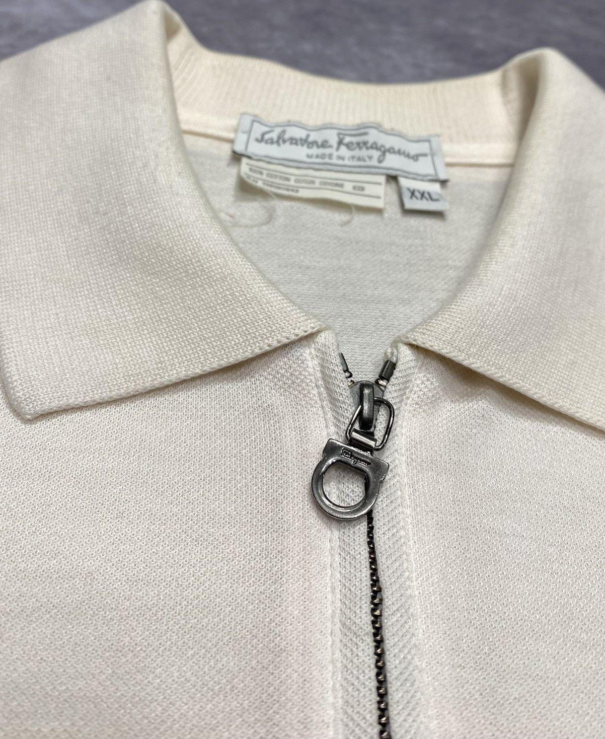 Salvatore Ferragamo 80’s Vintage Salvatore Ferragamo Zip Up Polo Shirt Size US XL / EU 56 / 4 - 2 Thumbnail