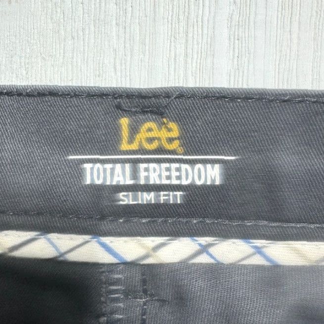 Lee Lee Pants Mens 34x34 Gray Relaxed Fit Total Freedom Chino Flat Front Button Zip Cotton Blend Straight Pattern Solid 34 Inseam 34 in Mens Size US 34 / EU 50 - 3 Thumbnail