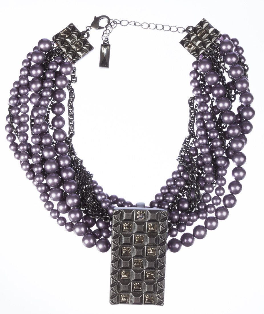 Designer Lia Sophia Faux Purple Pearl Torsade Necklace with Enhancer Size ONE SIZE - 1 Thumbnail