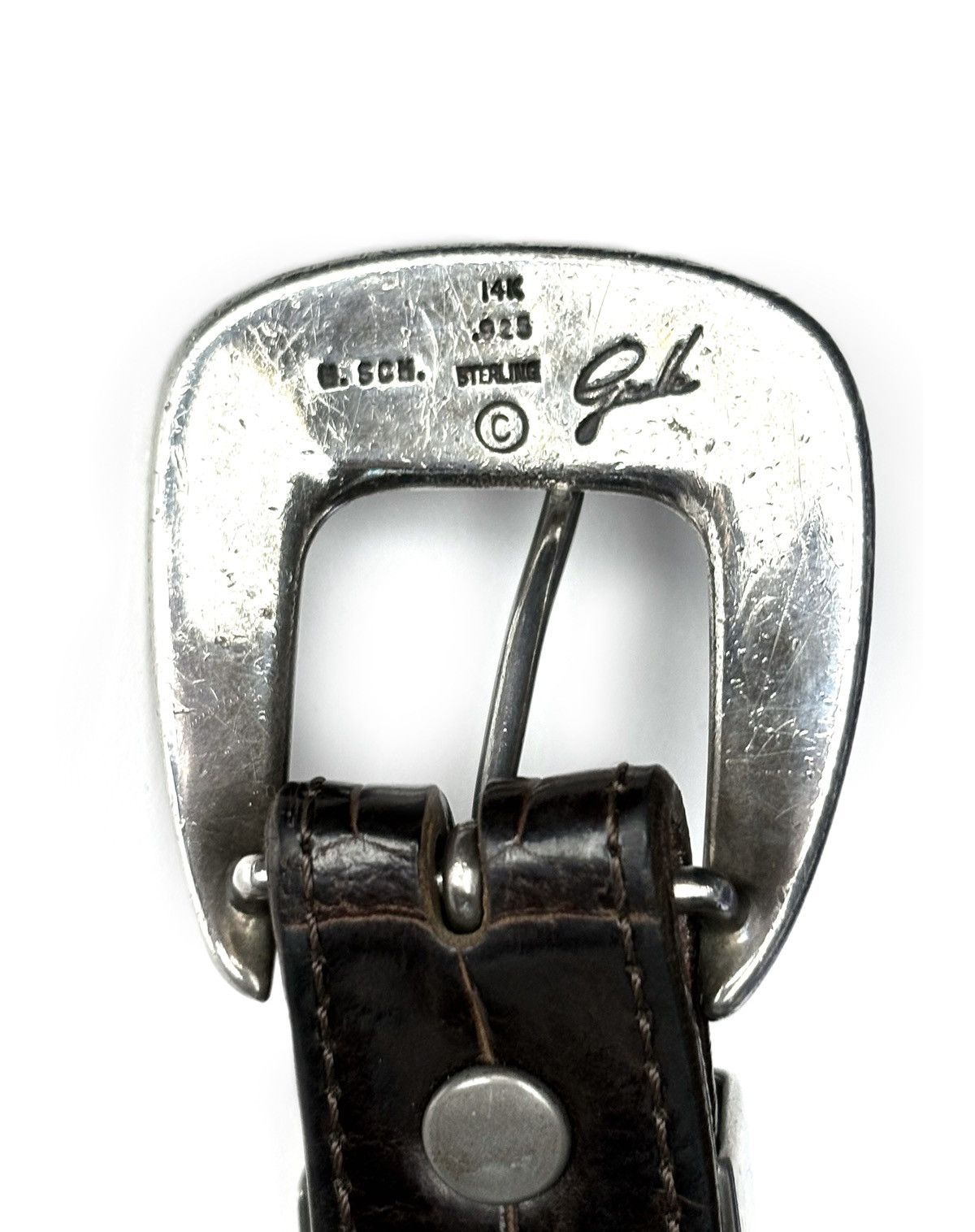 Sterling Silver Giselle 4 Piece 14k Gold .925 Silver Alligator Leather Belt Size ONE SIZE - 4 Thumbnail