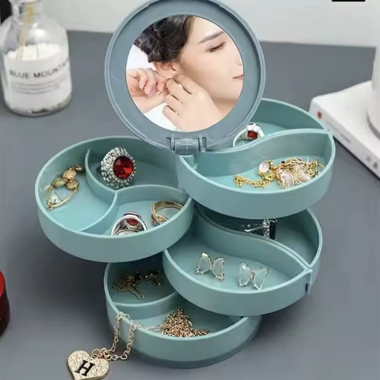 Designer Blue/Pink Jewelry Holder Stand Display Tray Jewelry Storage Size ONE SIZE - 1 Thumbnail