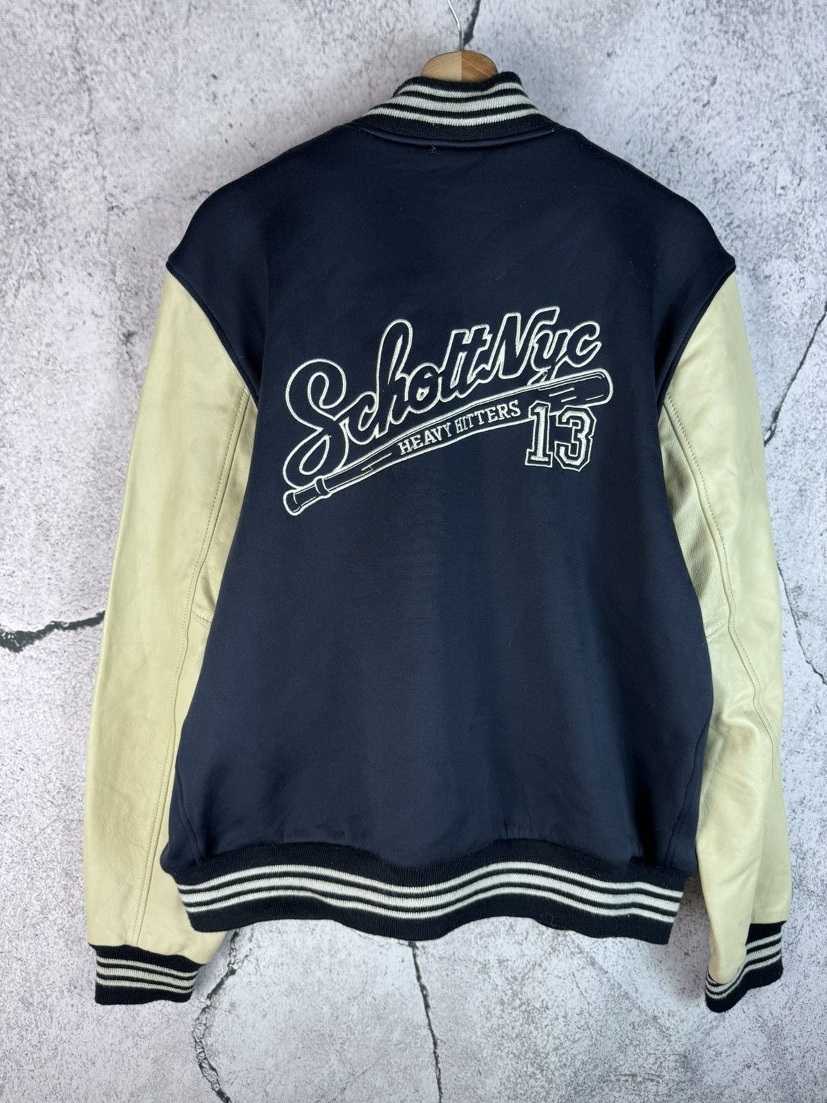Schott varsity jacket with leather sleeves store