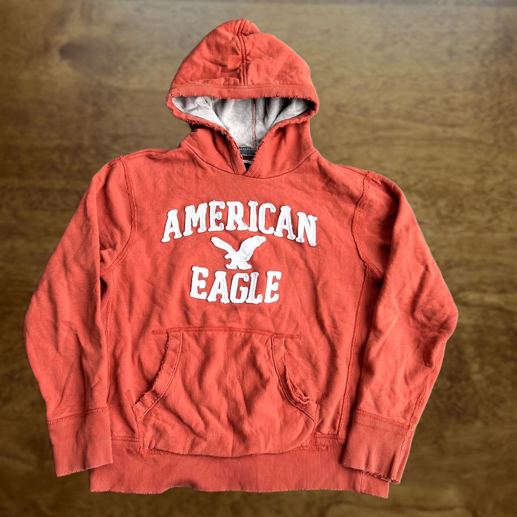 American Eagle Outfitters VINTAGE American Eagle Outfitters Hoodie Pullover Mens M Orange Graphic Print Kangaroo Pocket Embroidered Logo 01977 Size US M / EU 48-50 / 2 - 1 Thumbnail