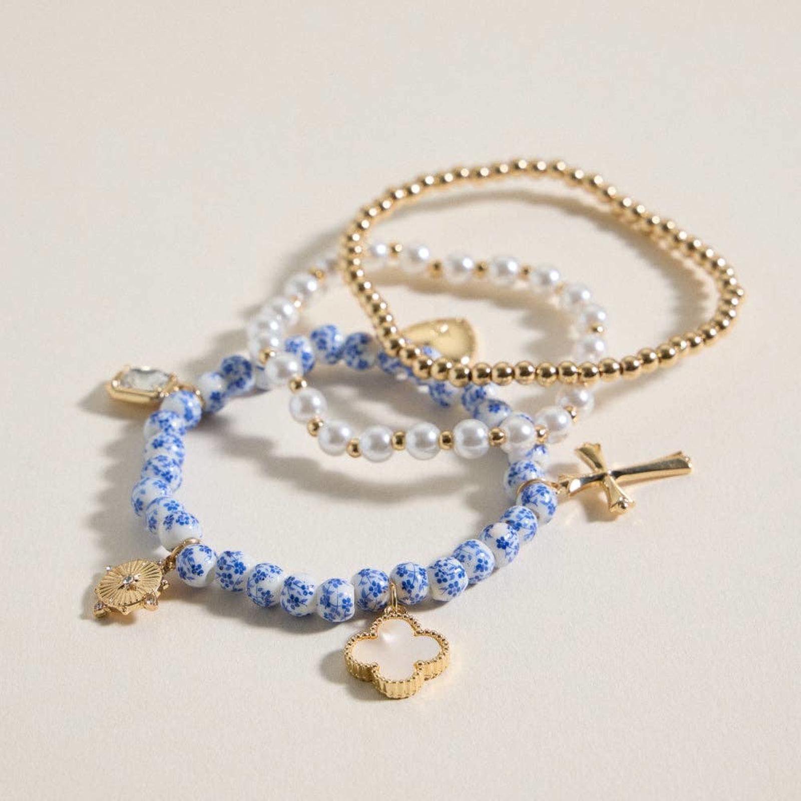 Other Floral Charm Stretch Bracelet Set Size ONE SIZE - 3 Thumbnail