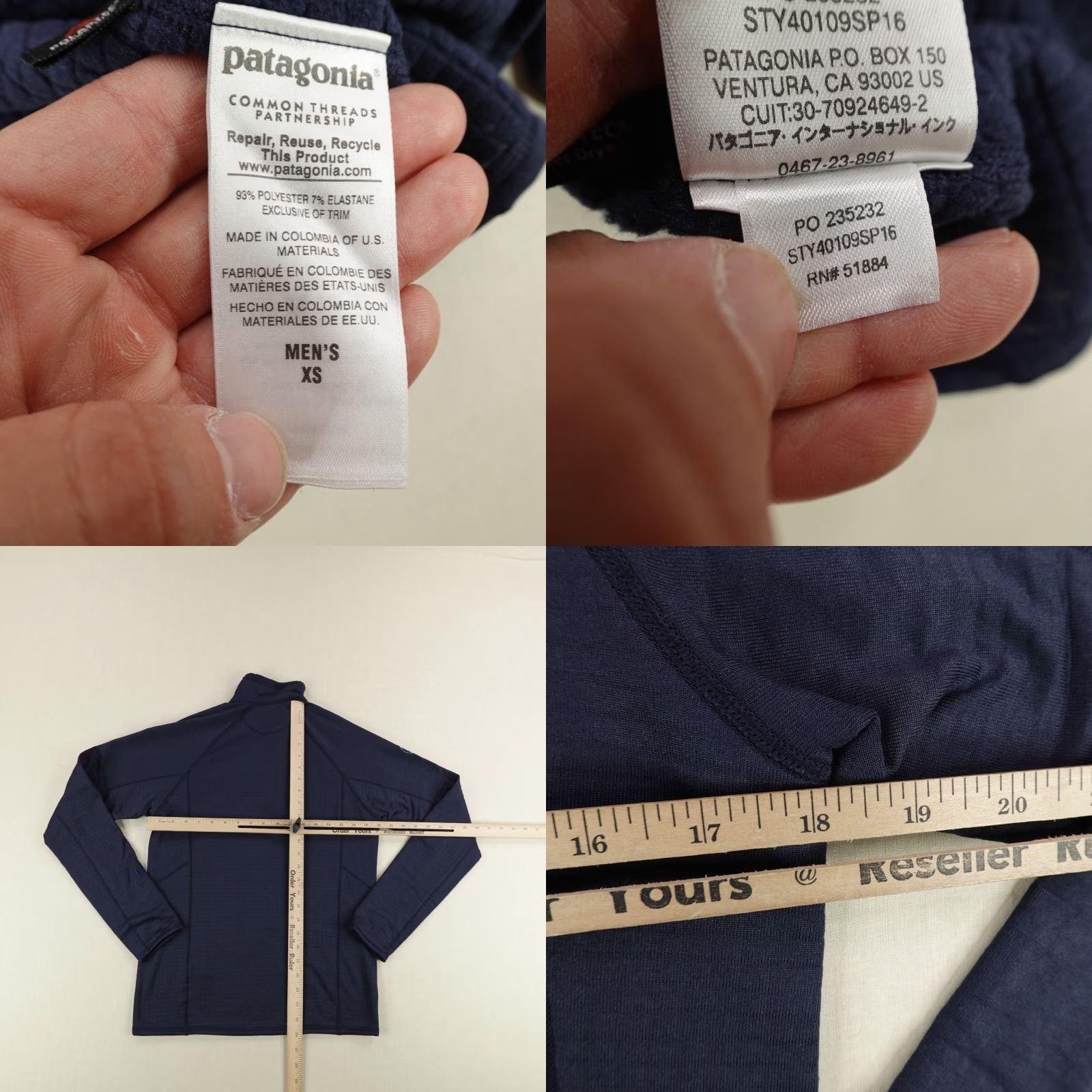 Patagonia Jacket Mens XS Blue R1 Pullover 1/2 Zip Grid Fleece Hiking Windbreaker Outdoor Pockets Zipper Logo Regular Size XS Womens?