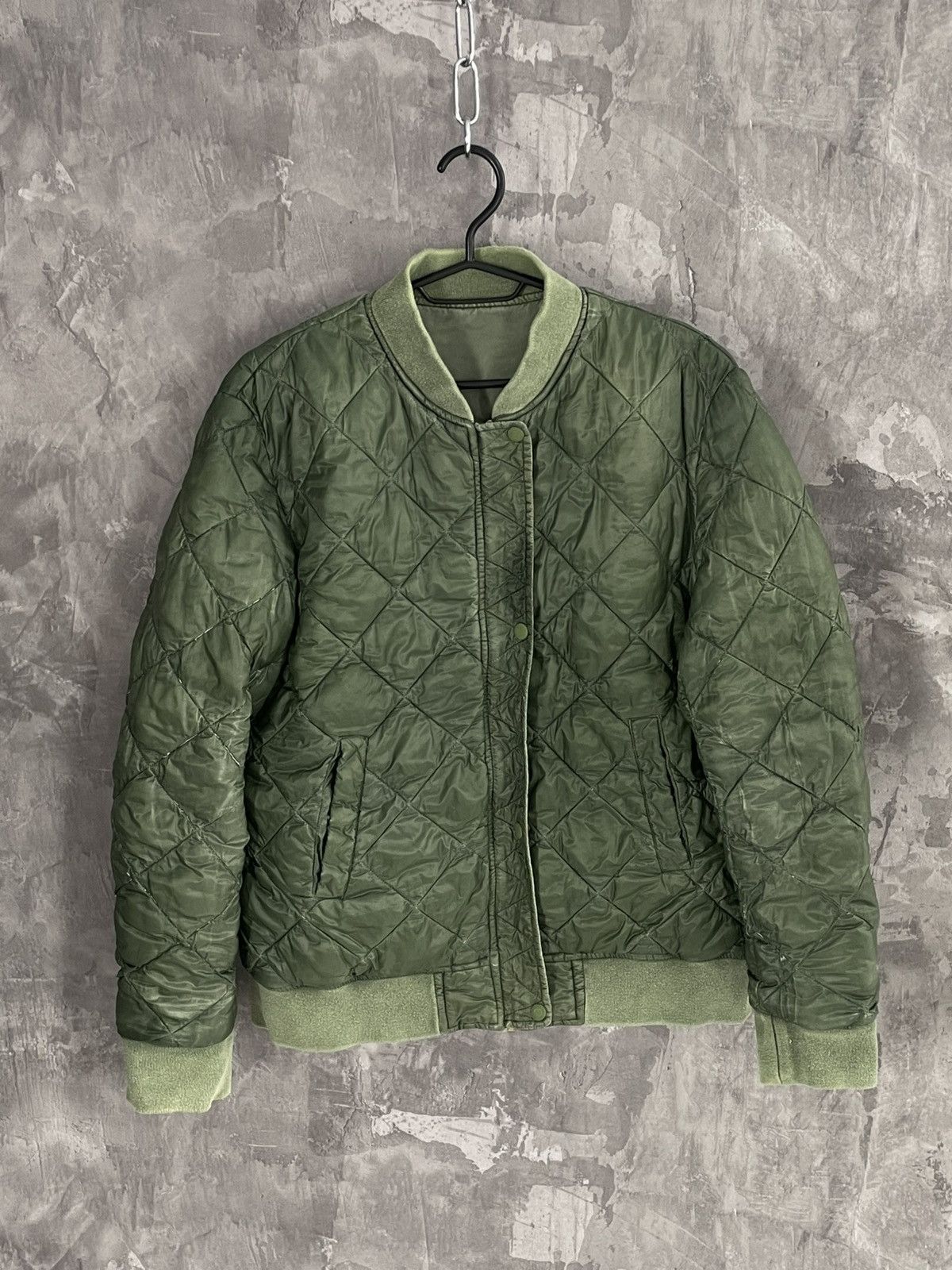 Designer × Japanese Brand Vintage Green MA-1 Reversible Cropped Bomber Jacket Size M / US 6-8 / IT 42-44 - 8 Thumbnail