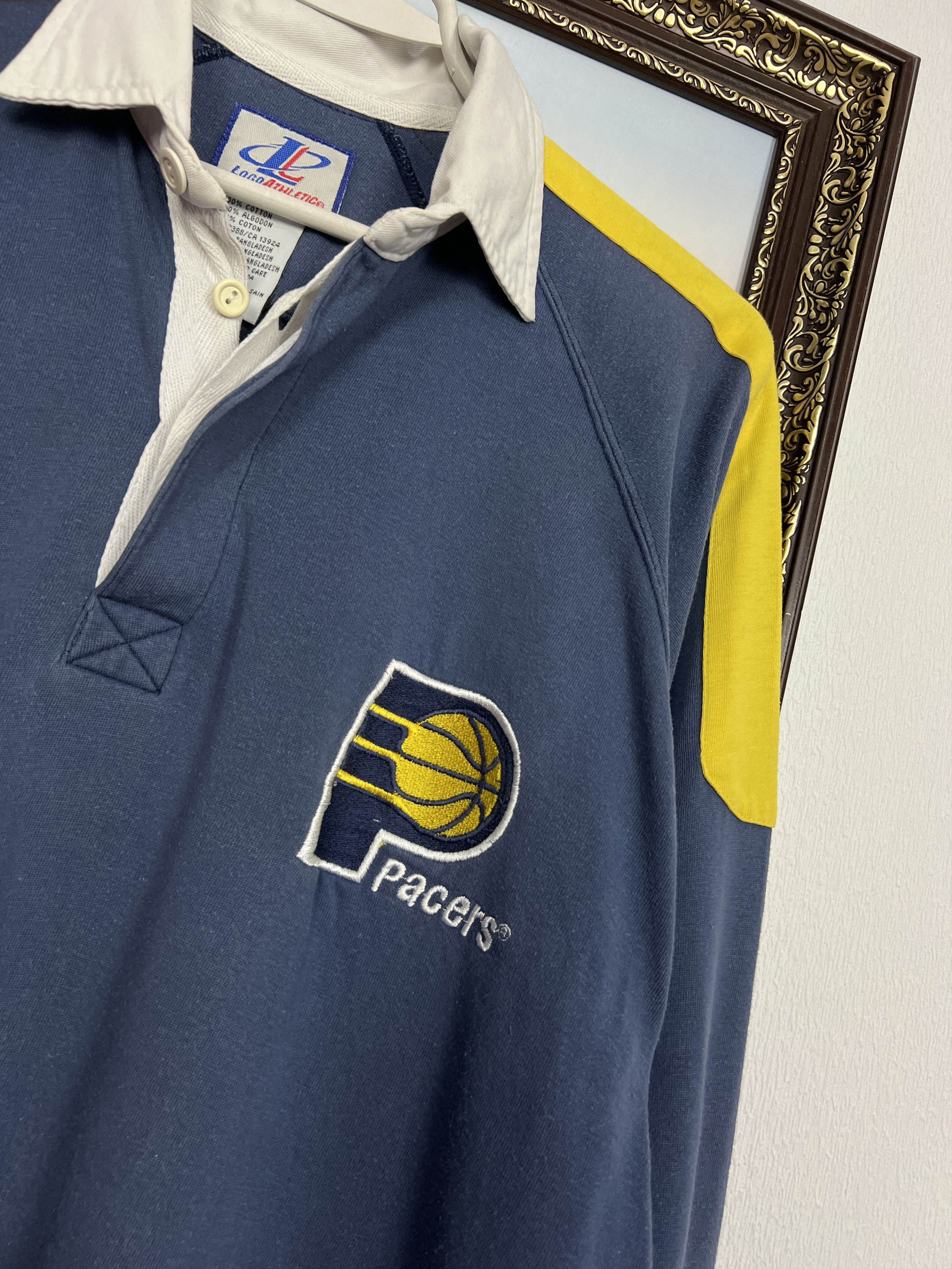 Logo Athletic Indiapa Pacers NBA Long Sleeve Jersey Blue Yellow Sweatshirt Size US M / EU 48-50 / 2 - 3 Thumbnail