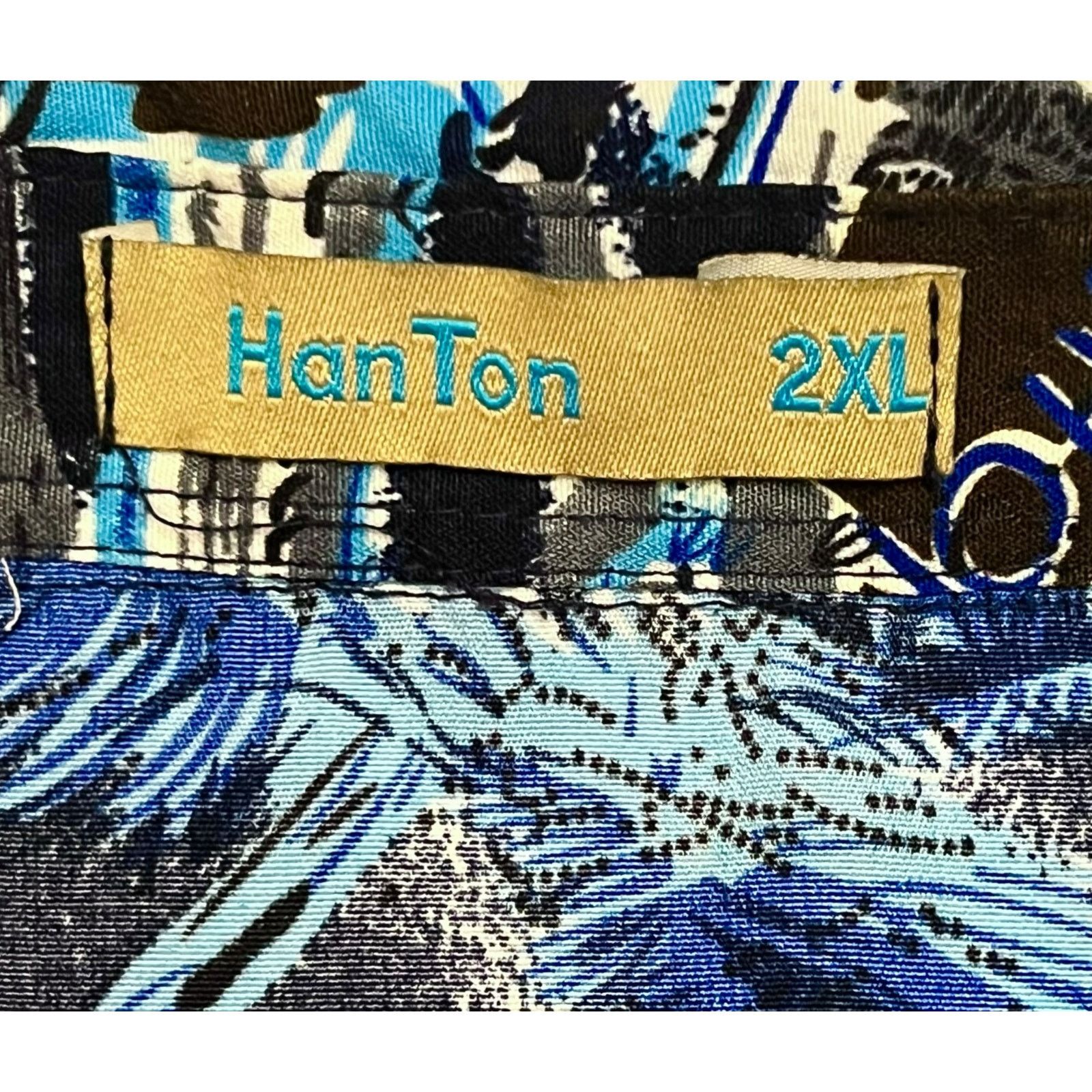 Other HanTon Men’s Hawaiian Shirt 2XL Blue Palm Tree Island Aloha Size US XXL / EU 58 / 5 - 2 Thumbnail