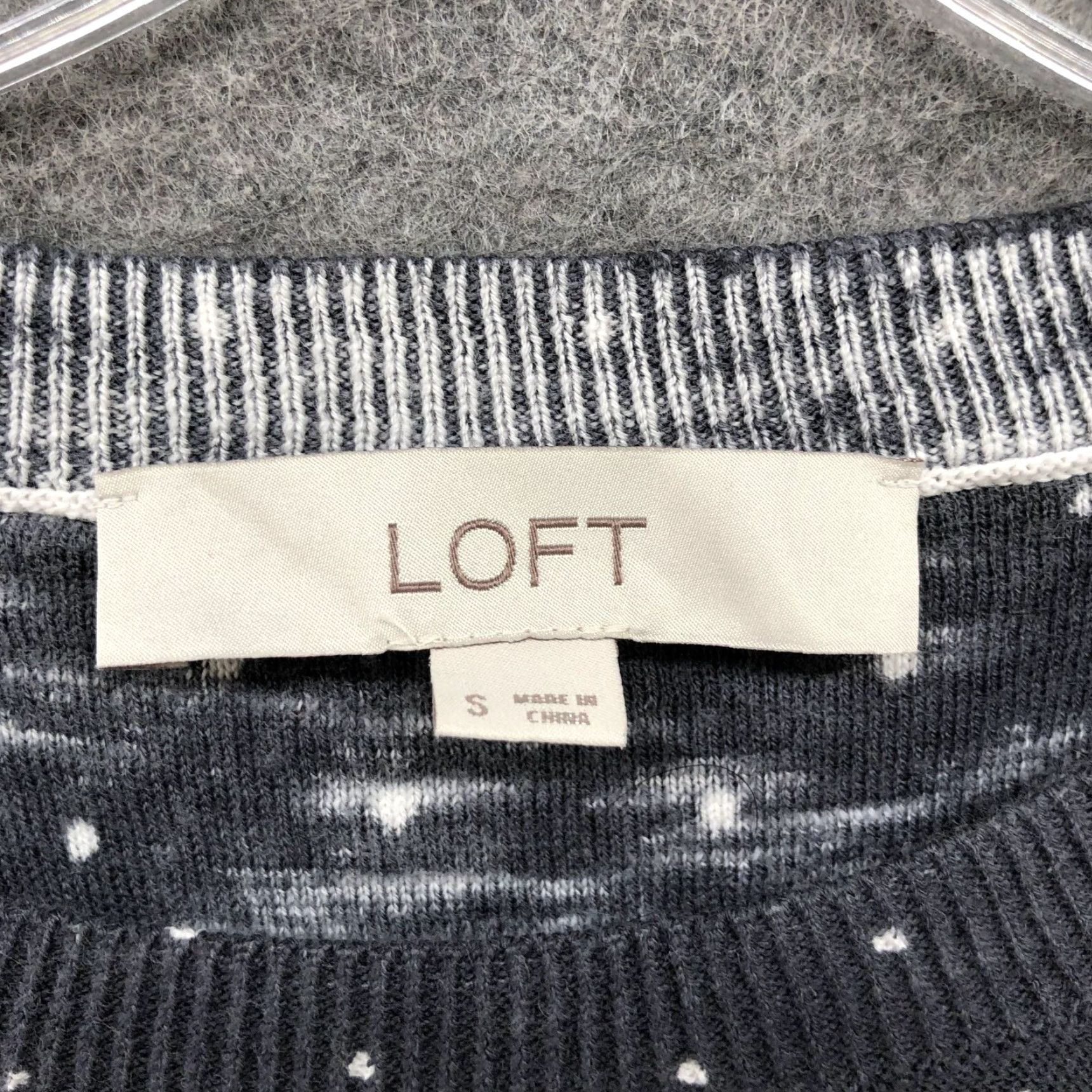 Loft VINTAGE LOFT Short Sleeve Sweater Womens S Gray Polka Dot Lightweight Cotton Crewneck Pullover Size S / US 4 / IT 40 - 5 Thumbnail