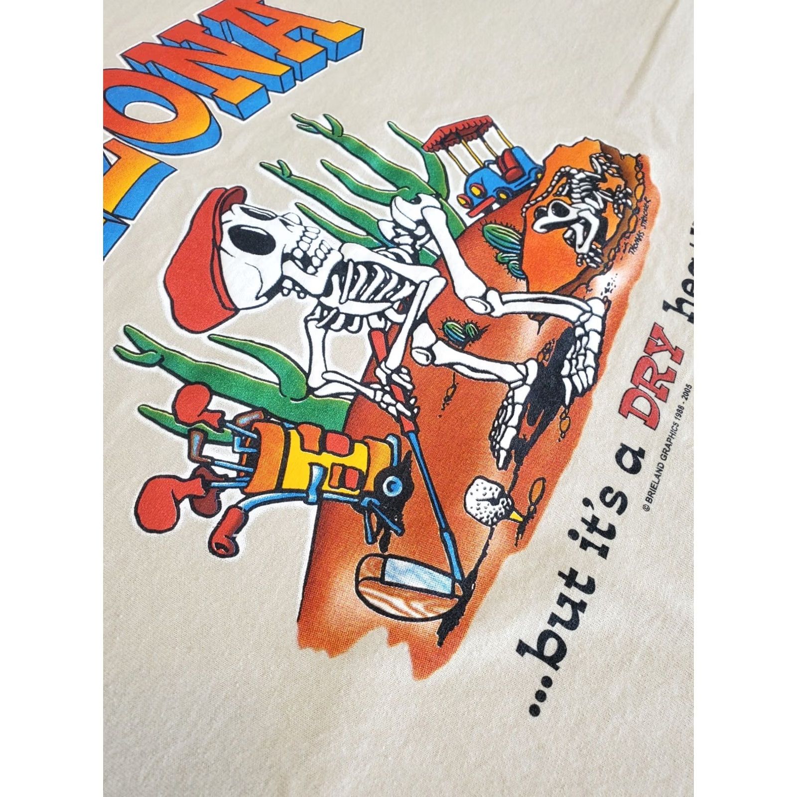 Vintage VINTAGE Sportex T-Shirt Skeleton Arizona Desert Beige Graphic Tourist Humor Sz XL 80s 90s Size US XL / EU 56 / 4 - 4 Thumbnail