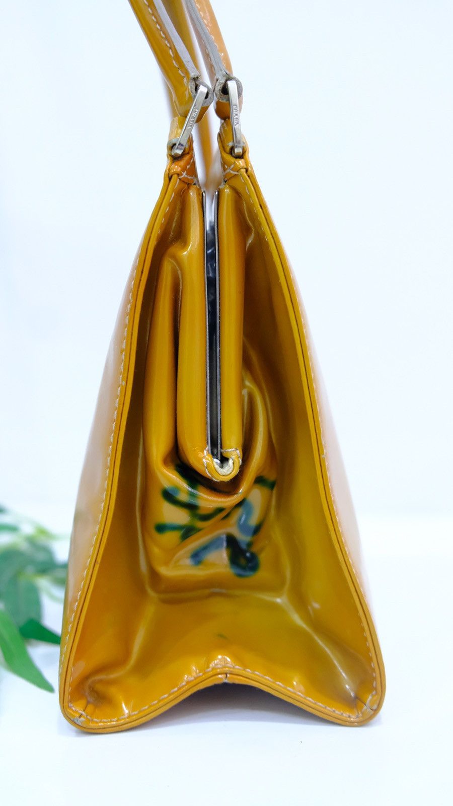 Prada Authentic Prada handbag yellow pattern leather Size ONE SIZE - 5 Thumbnail