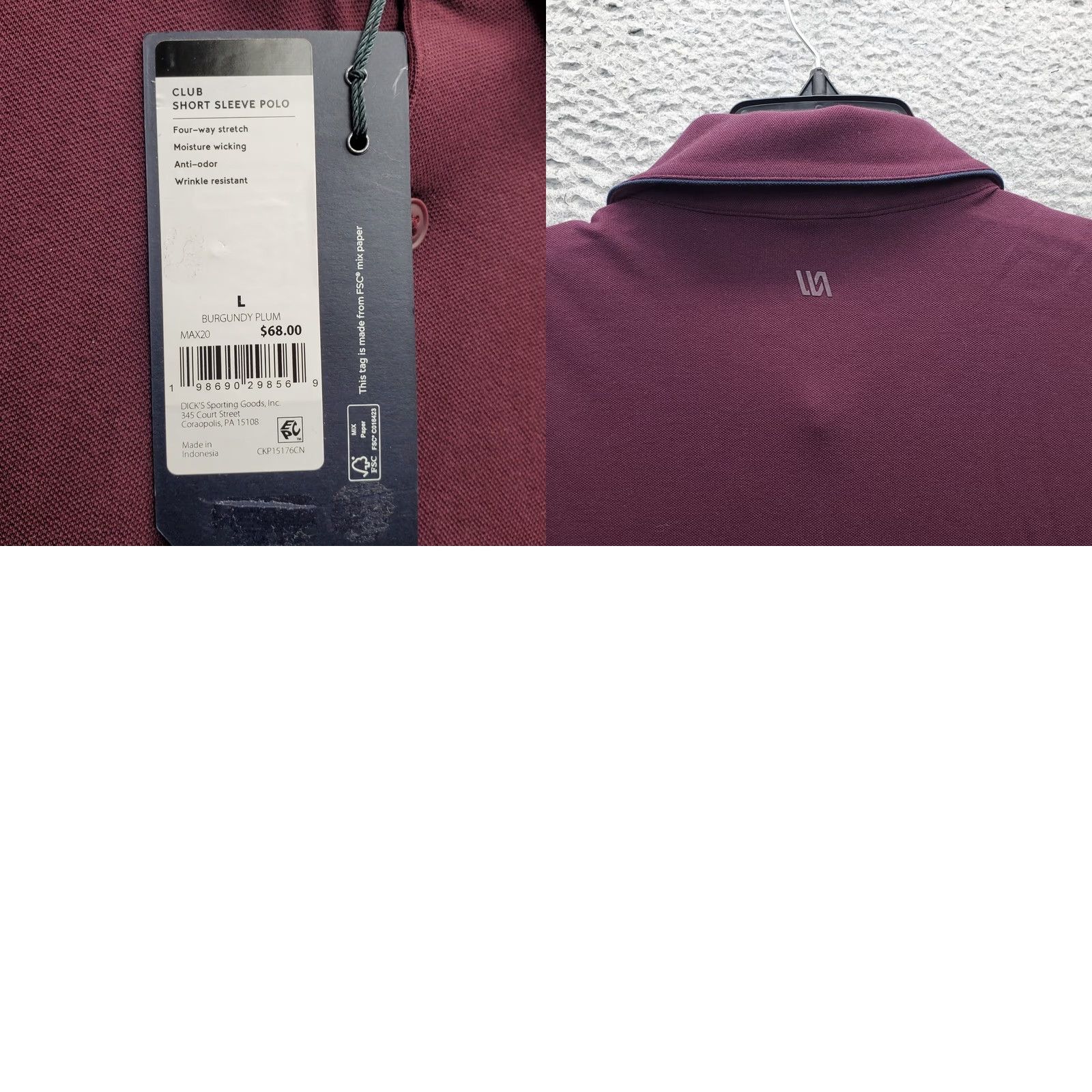 Vintage VRST Piping Club Polo Shirt Mens Large Burgundy Short Sleeve Moisture Wicking Size US L / EU 52-54 / 3 - 8 Thumbnail