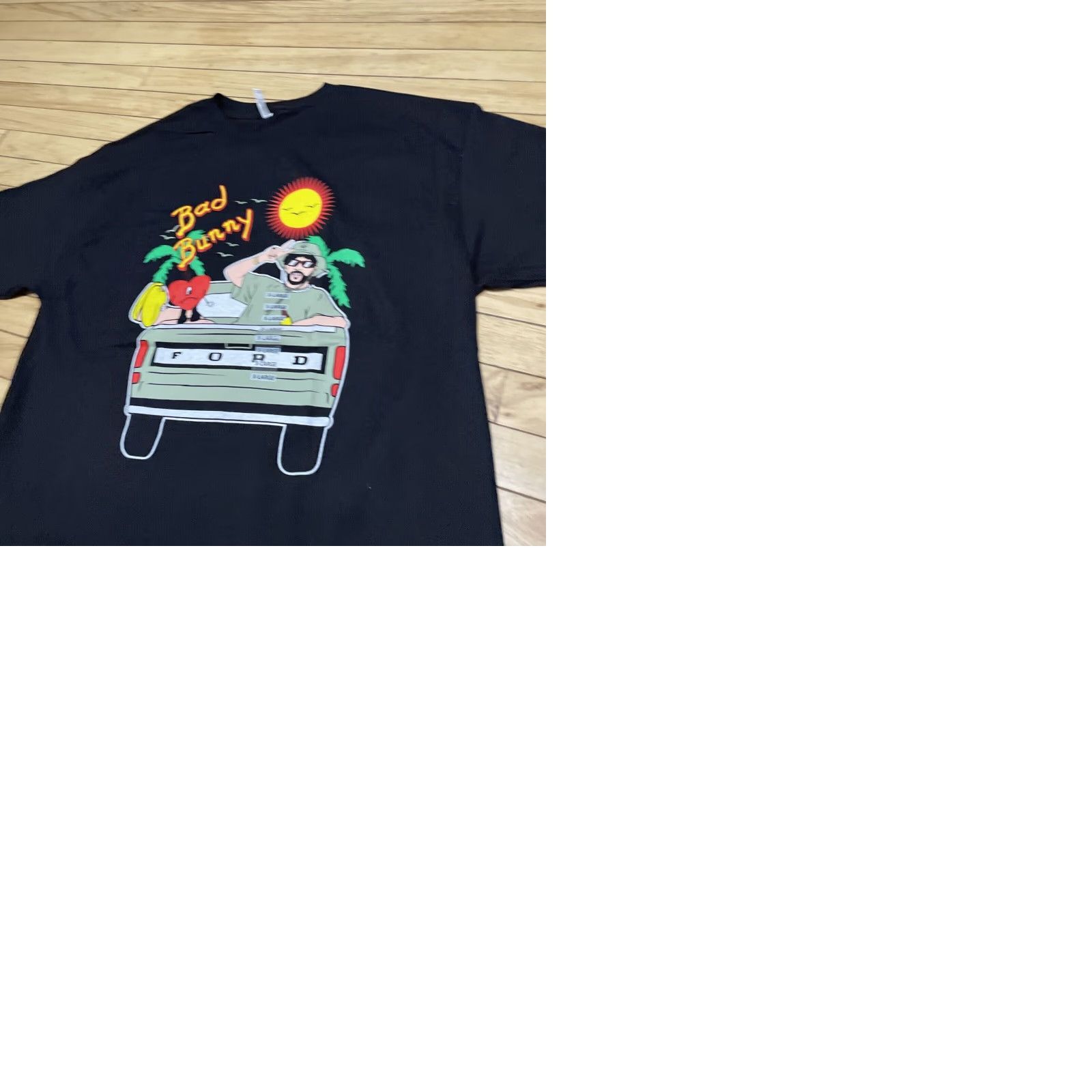 Ford VINTAGE Bad Bunny T Shirt Men XL Black Tour Merch Graphic Tee Heart Sun Music Logo Crew Neck Short Sleeve Cotton Knit Black Mens XL Size US XL / EU 56 / 4 - 9 Thumbnail