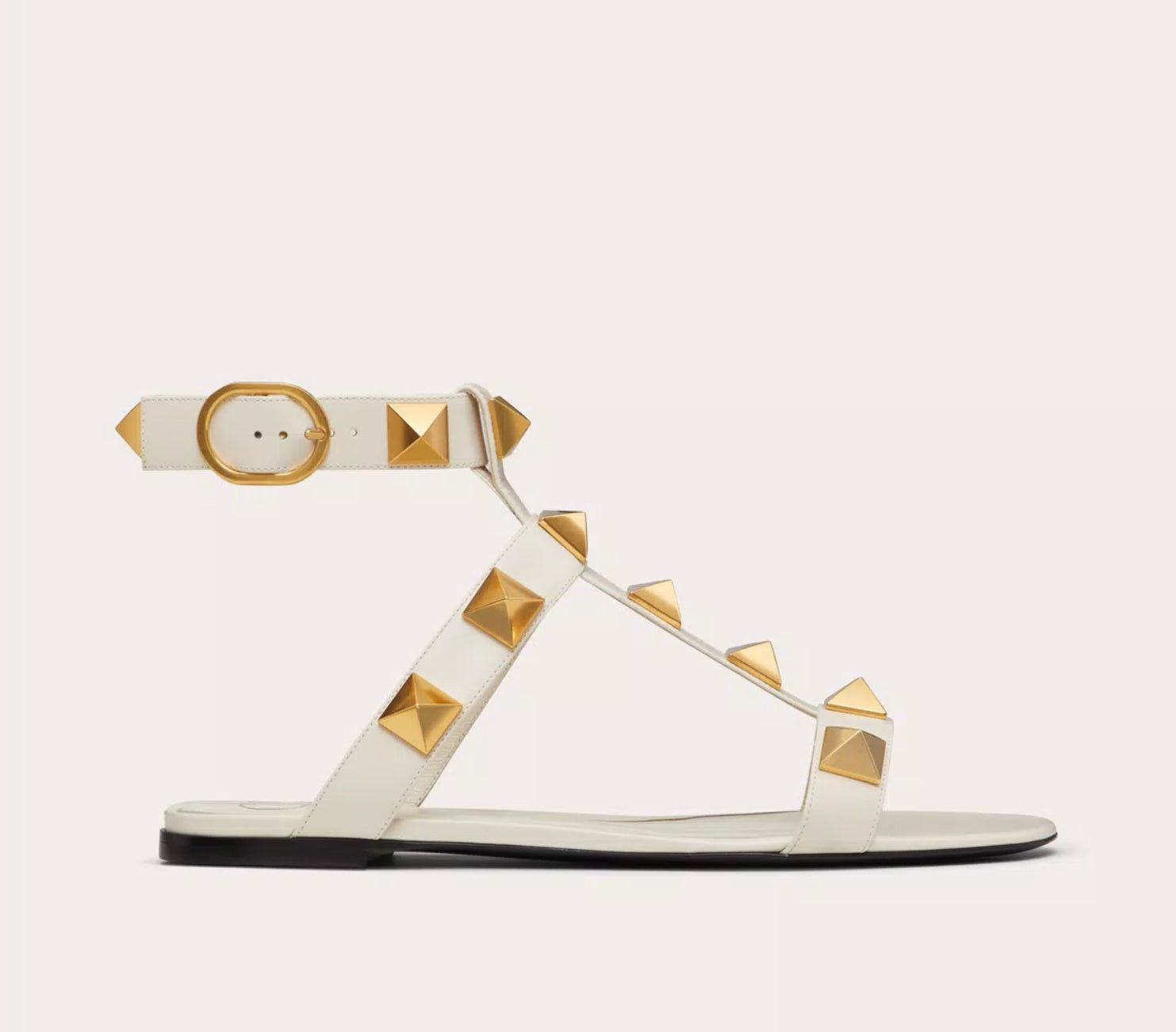 Valentino Valentino Roman Stud Flat Calfskin Sandals SIZE 40 Size ONE SIZE - 1 Thumbnail
