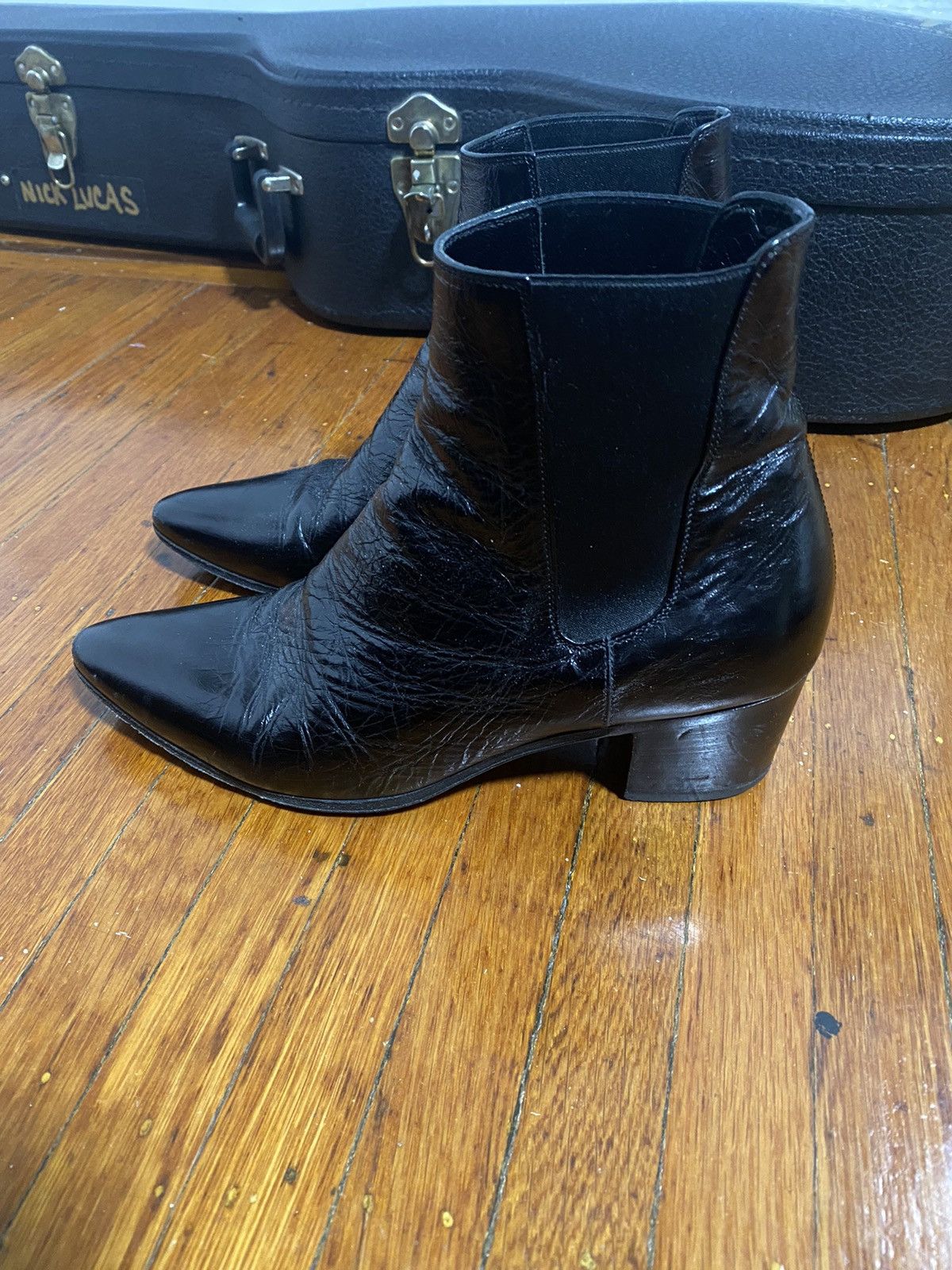 Saint Laurent Paris AW15 French 50 Cracked Leather Boots | Grailed