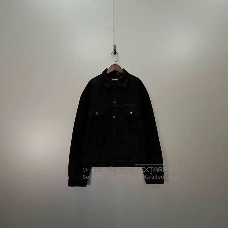 Balenciaga Balenciaga Black Denim Jacket With Logo . Size US L / EU 52-54 / 3 - 1 Thumbnail