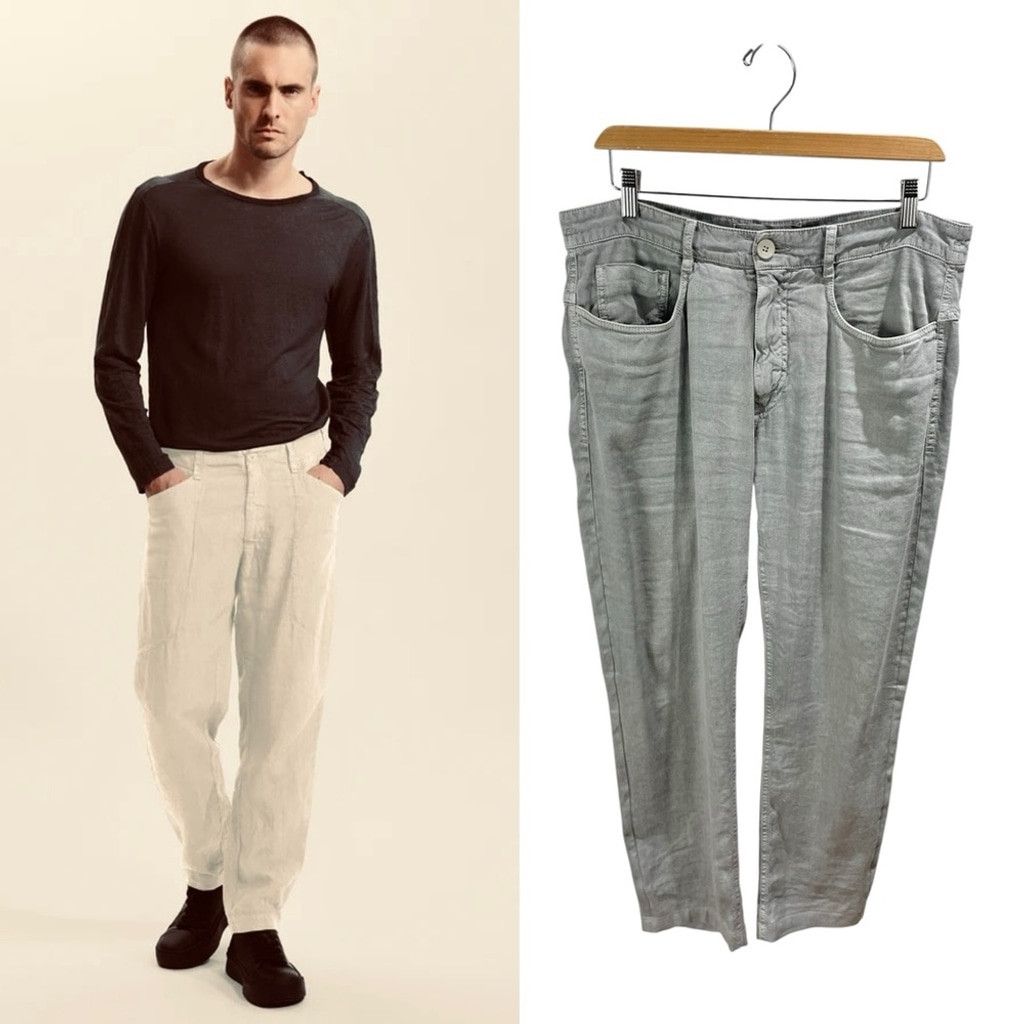 Transit UOMO Grey Green Italian Linen Jean Size M ( US 34)