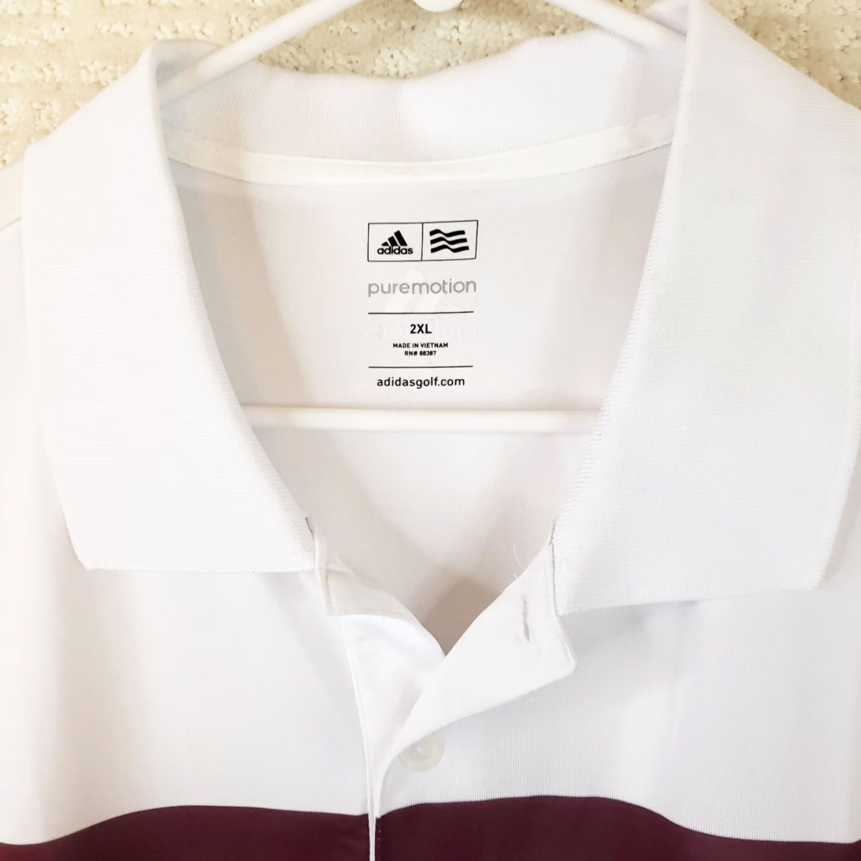 Adidas Adidas Golf Polo Shirt Mens XXL White Red Striped Short Sleeve PureMotion Shirt Polo Shirt Mens XXL White Red Striped Short Sleeve Size US XXL / EU 58 / 5 - 4 Thumbnail