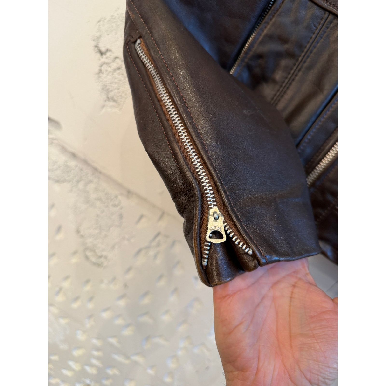 Vintage Vintage 70's Cafe Racer Brown Leather Jacket Size US L / EU 52-54 / 3 - 6 Thumbnail
