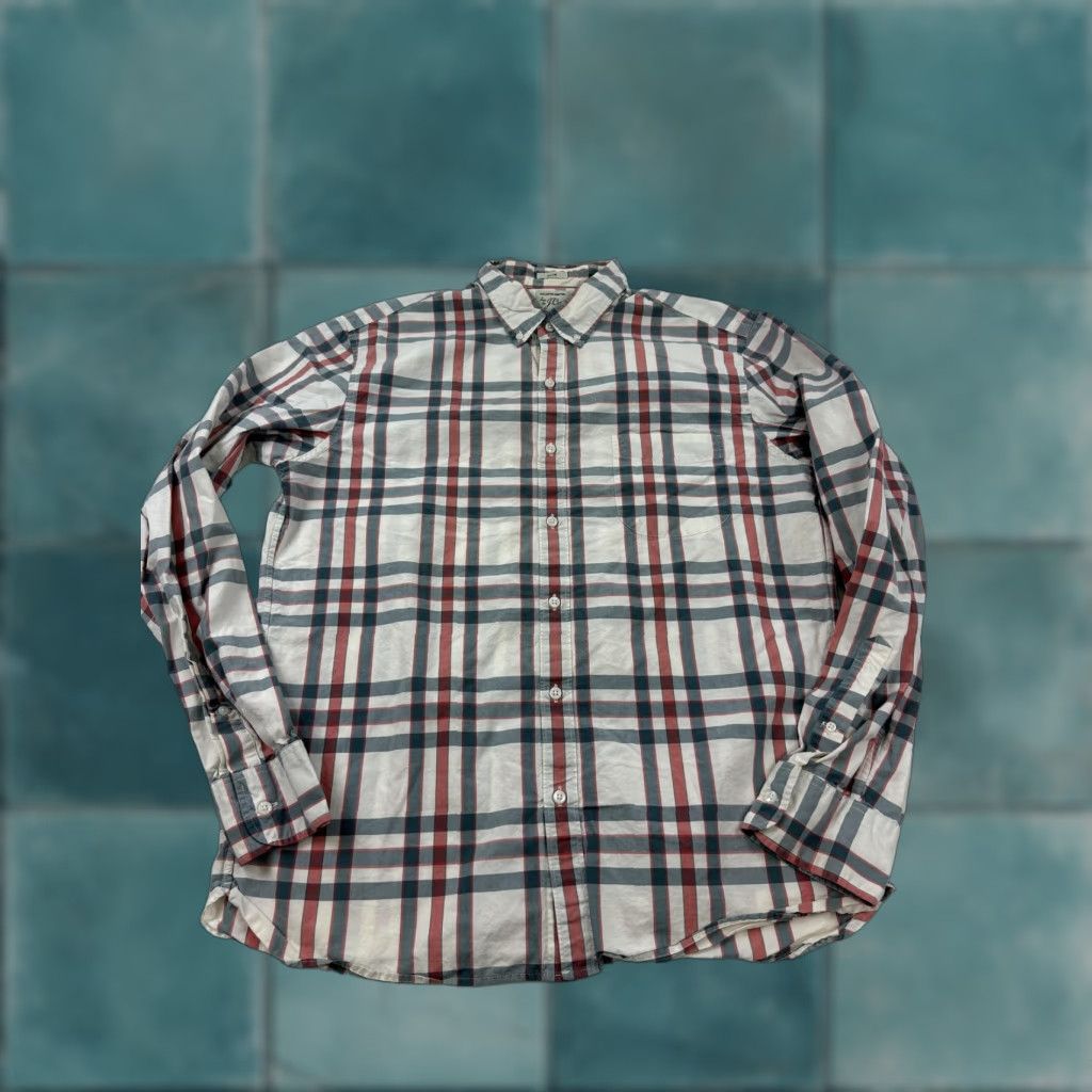 J.Crew J.Crew Shirt Mens Large White Plaid Long Sleeve Button Front Slim Cotton Casual Size US L / EU 52-54 / 3 - 1 Thumbnail
