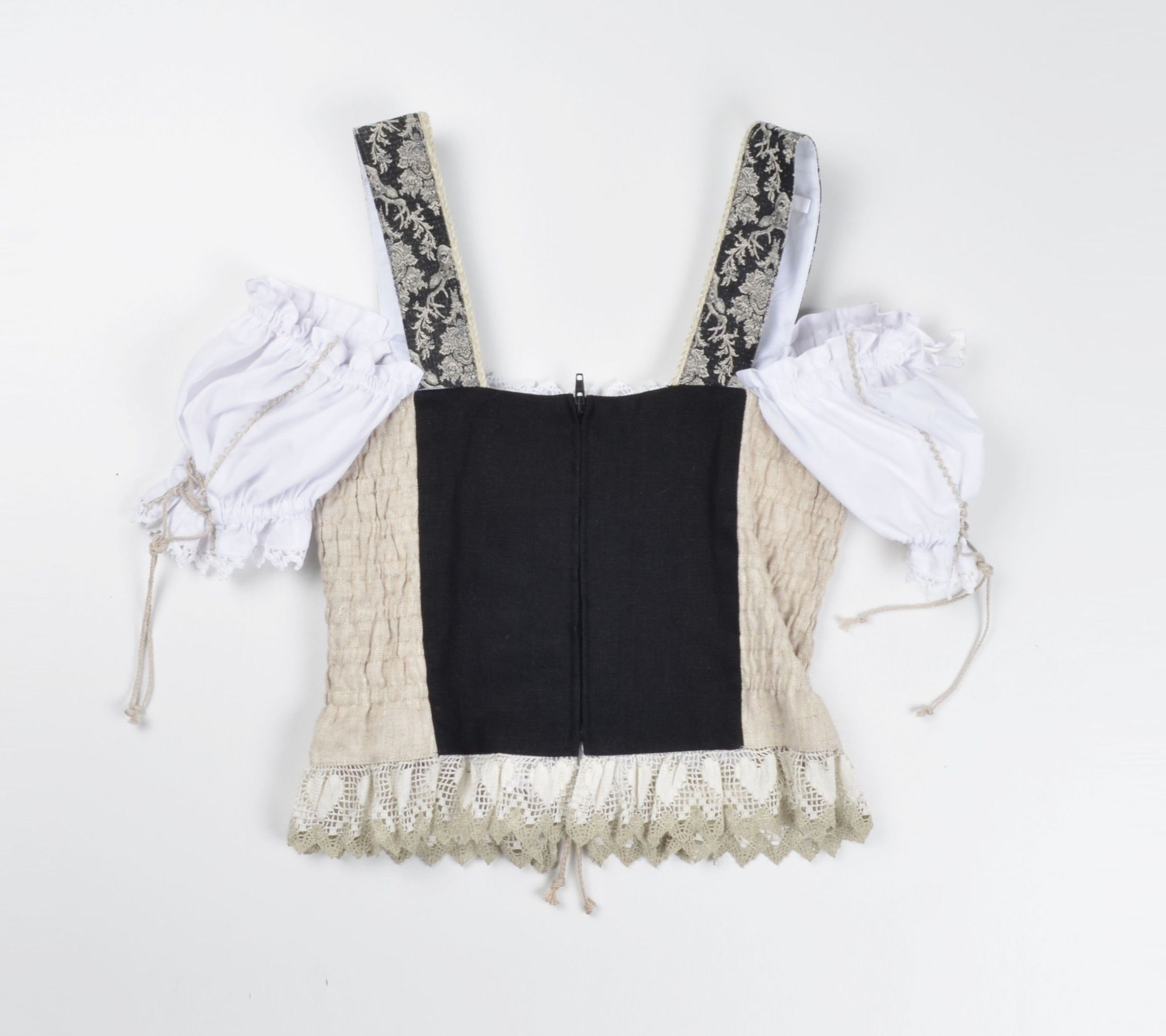 Vintage Vintage Country Line Cottage Bondage Linen Dirndl Corset Size M / US 6-8 / IT 42-44 - 10 Thumbnail