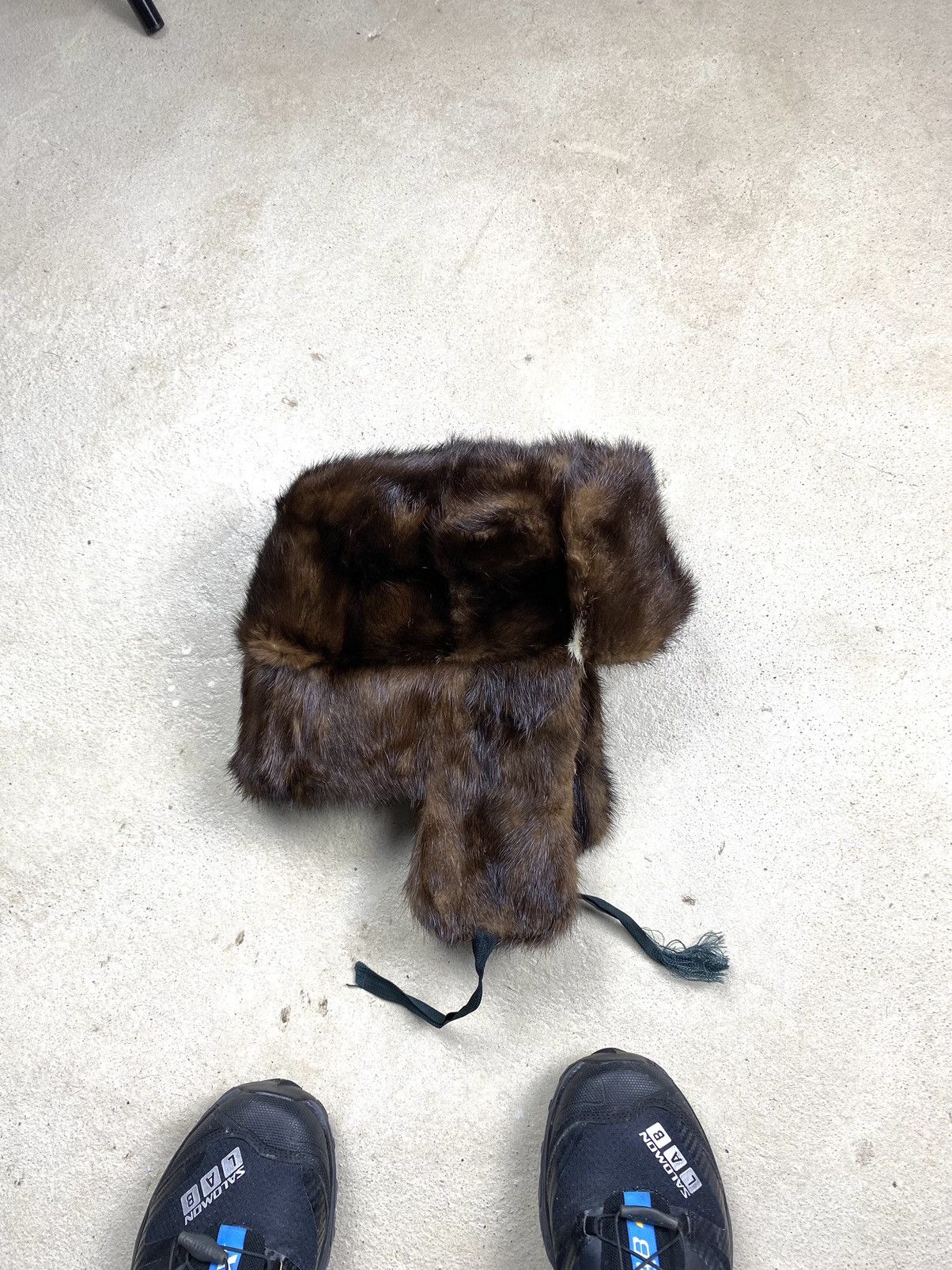 Vintage Vintage Soviet Era Black Fur Ushanka Trapper Hat Winter Cap Size ONE SIZE - 1 Thumbnail